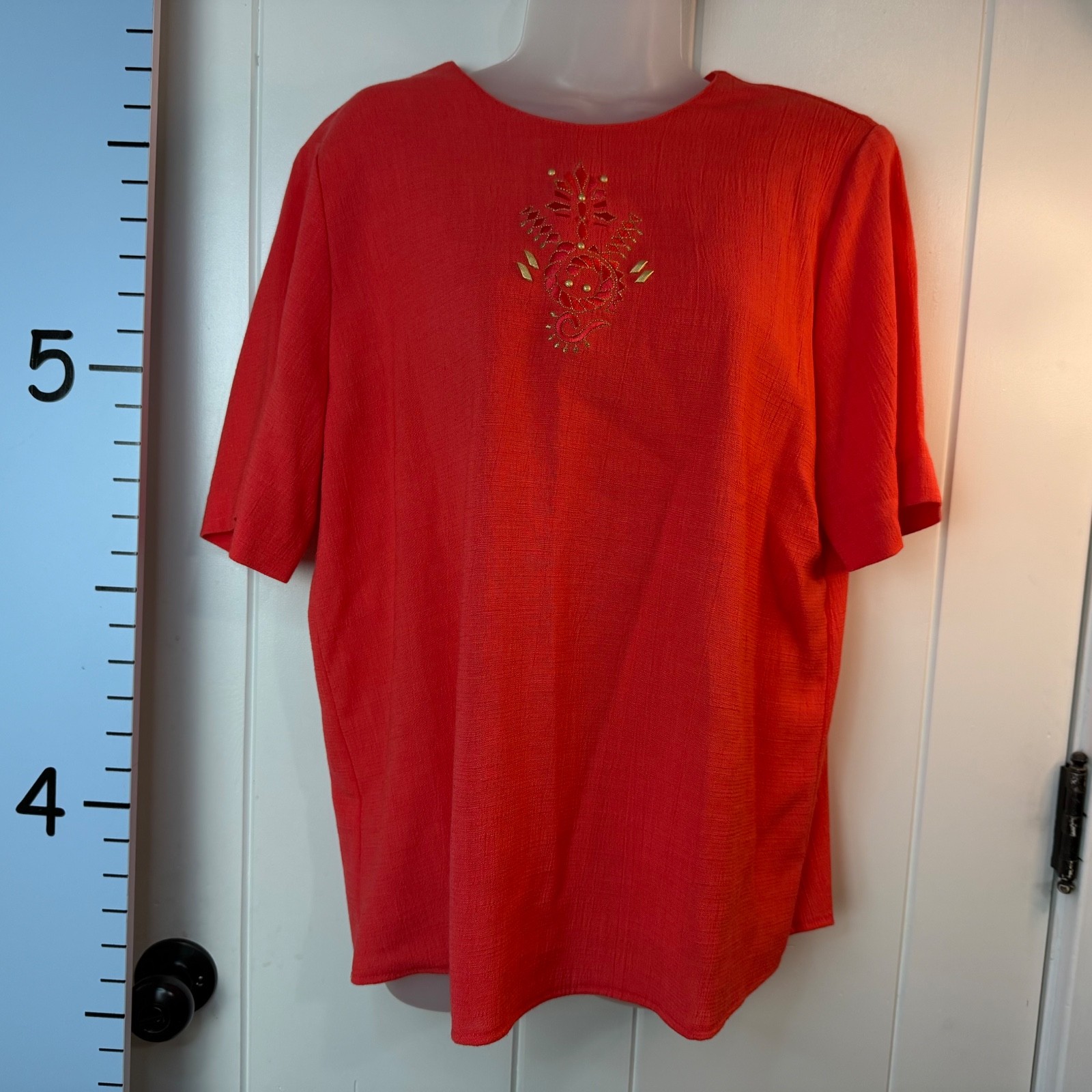 Vintage New City Girl Nancy Bolen Red/Orange 2PC Blouse Blazer Set Large Women’s