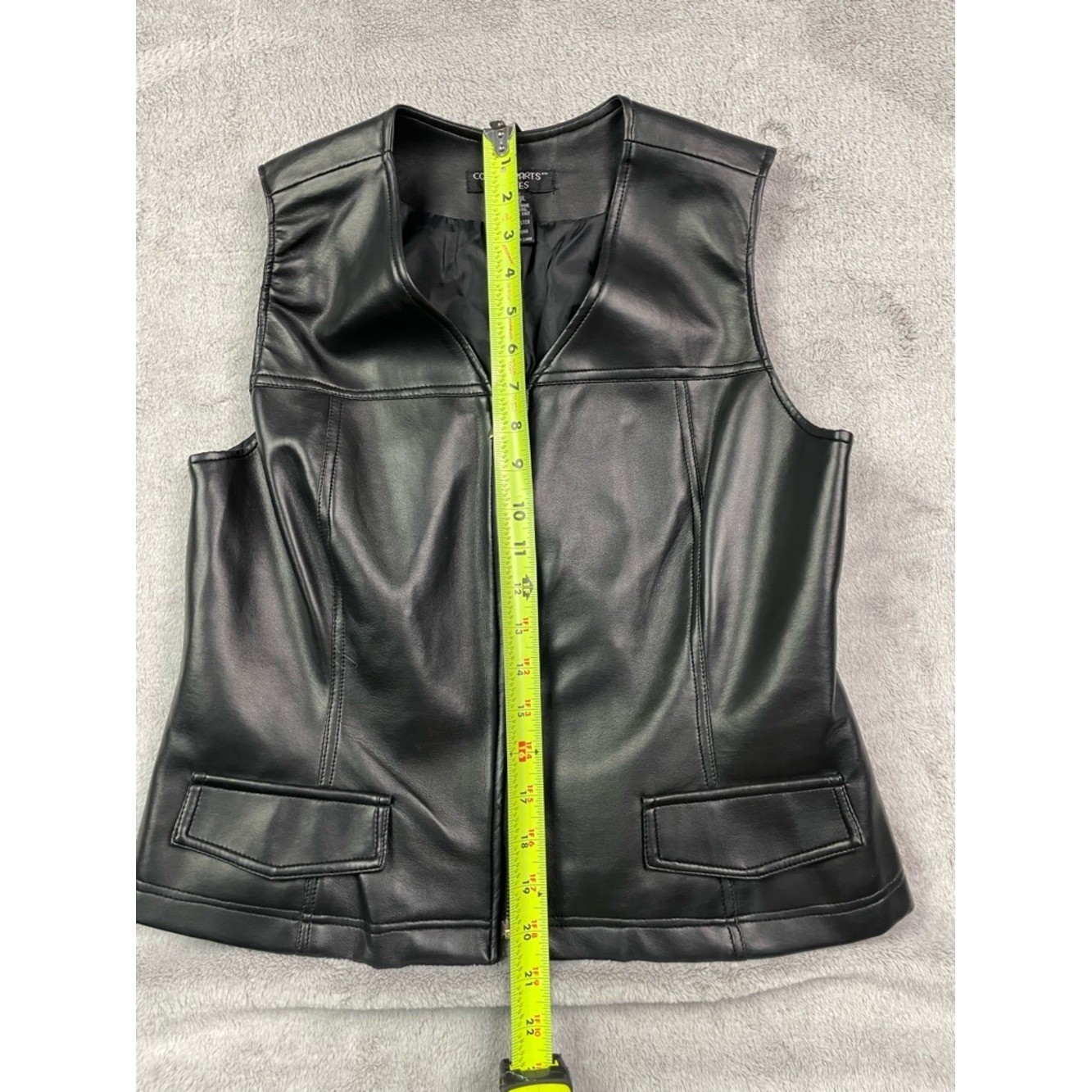 Counterparts Petites Black Faux Leather Zip-Up Vest – Size 10P – Vintage Y2K