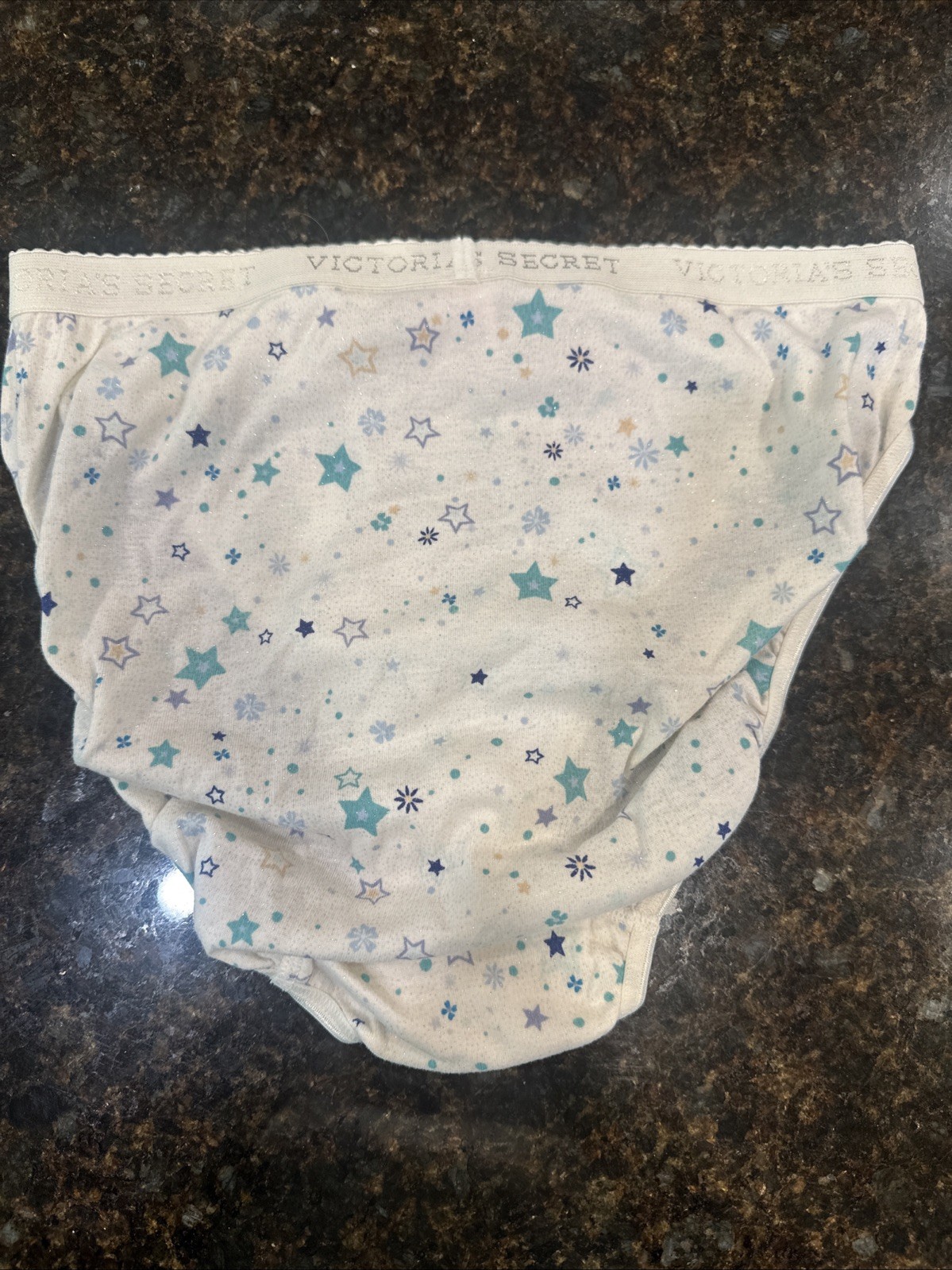 Vintage Size Large Signature Cotton Victoria’s Secret Brief White with Stars