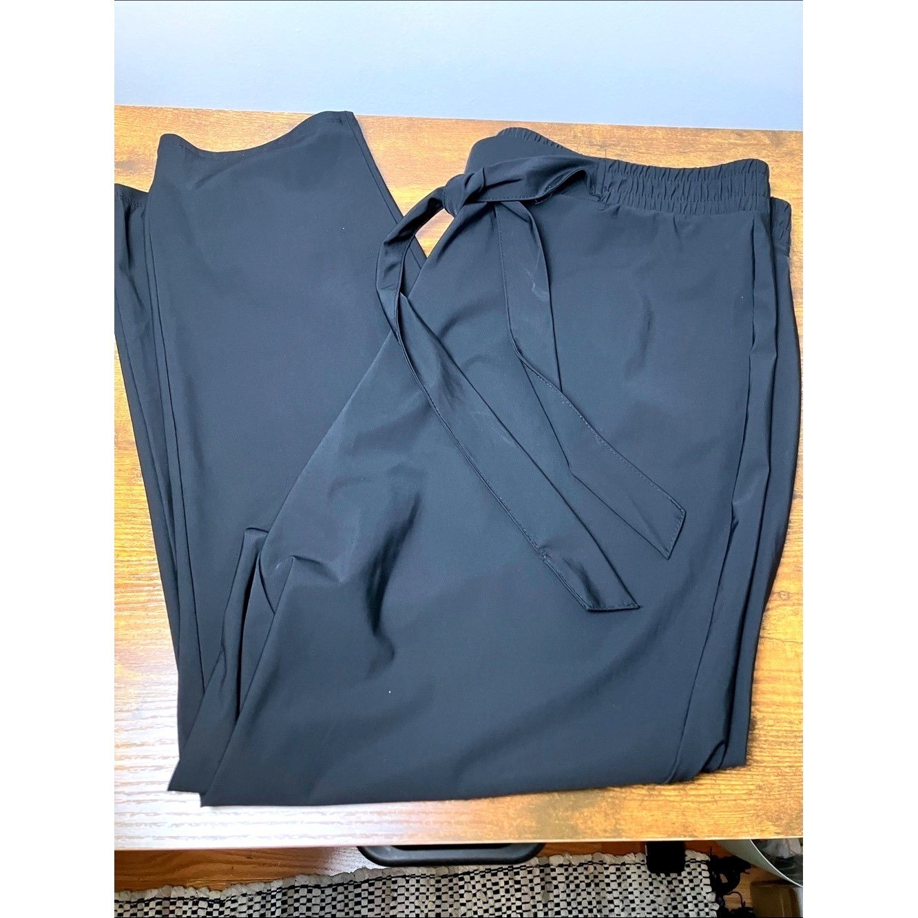 Retrology Nylon Black Pull On Pants Tie Waist Size XL