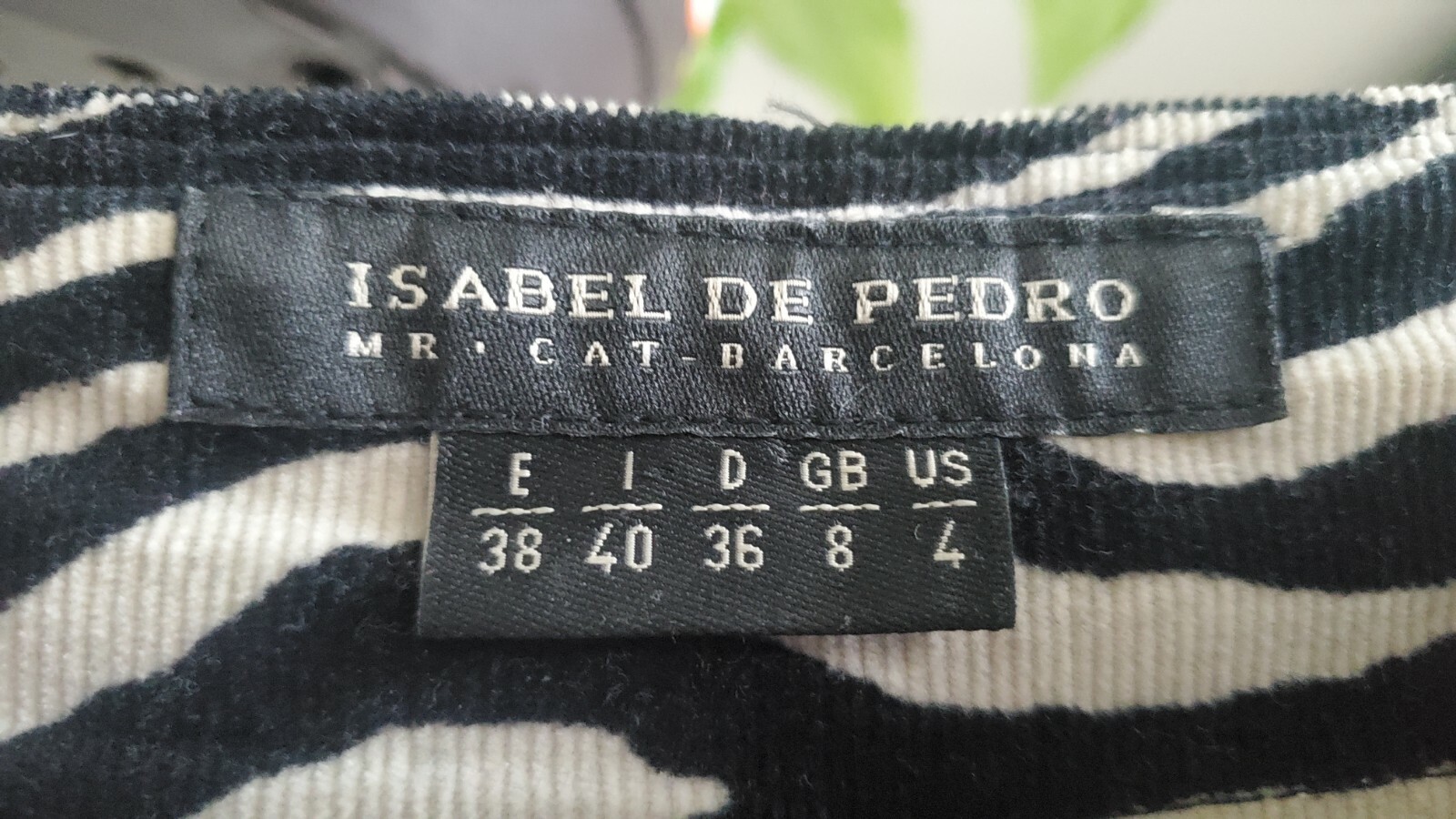 VTG Isabel de Pedro Y2K 2000s Mr. Cat Barcelona Zebra Black White Corduroy Pants