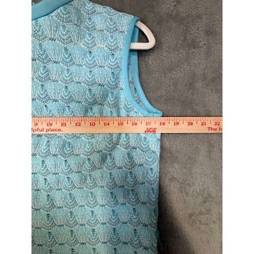 Vintage Marty Gutmacher 70s 3 Piece Set Blue Lace Knit Jacket Shell Pants Suit