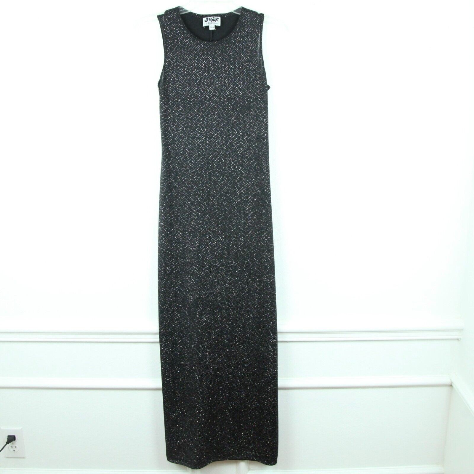 Vintage 90s Y2K Black Maxi Dress Stretch Sparkly Whimsigoth Fairy Grunge 3 4