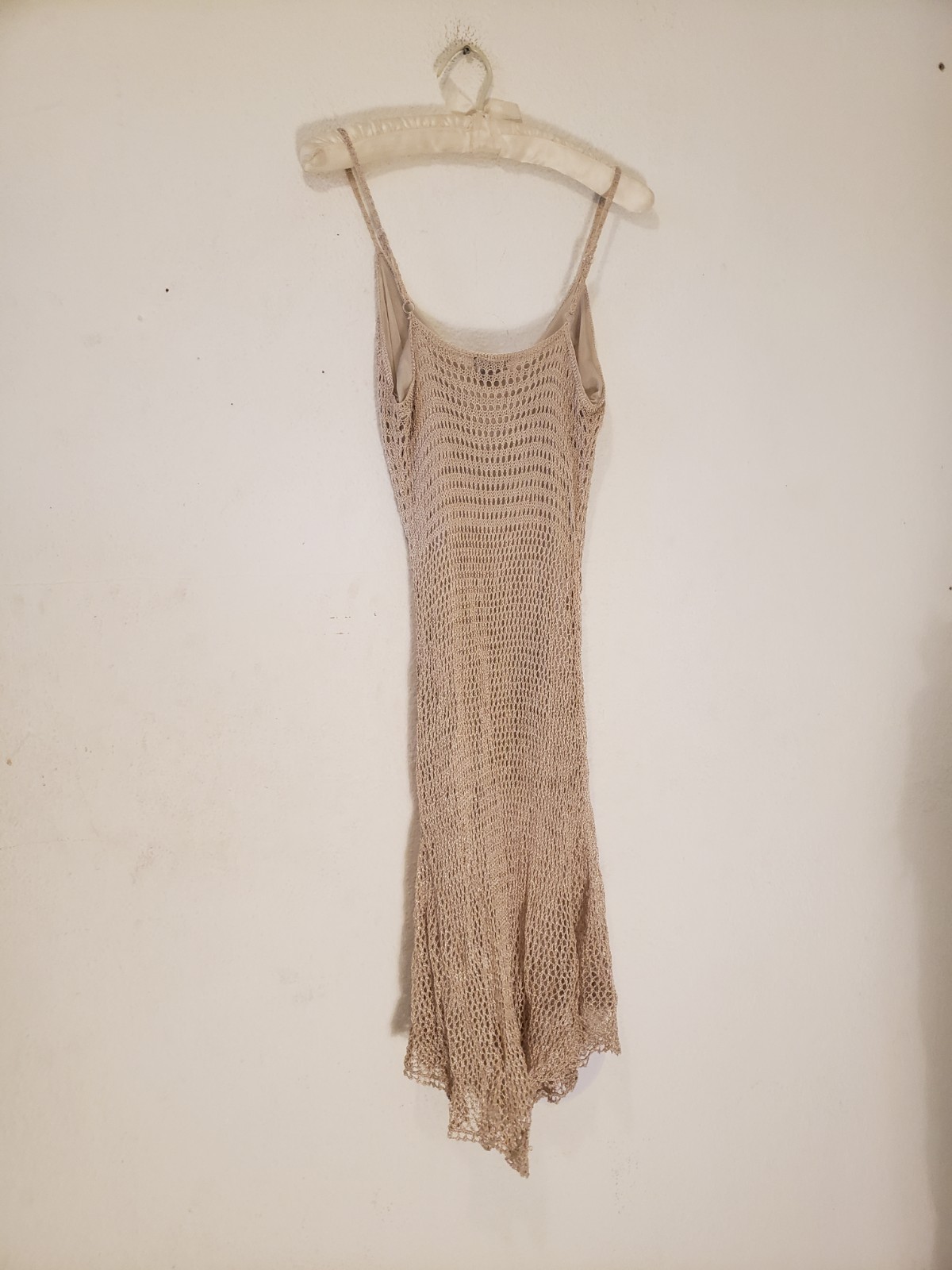 Vtg Y2k Wet Seal Midi Dress S/M Boho Beige As Is Fairycore Tank 70s Retro