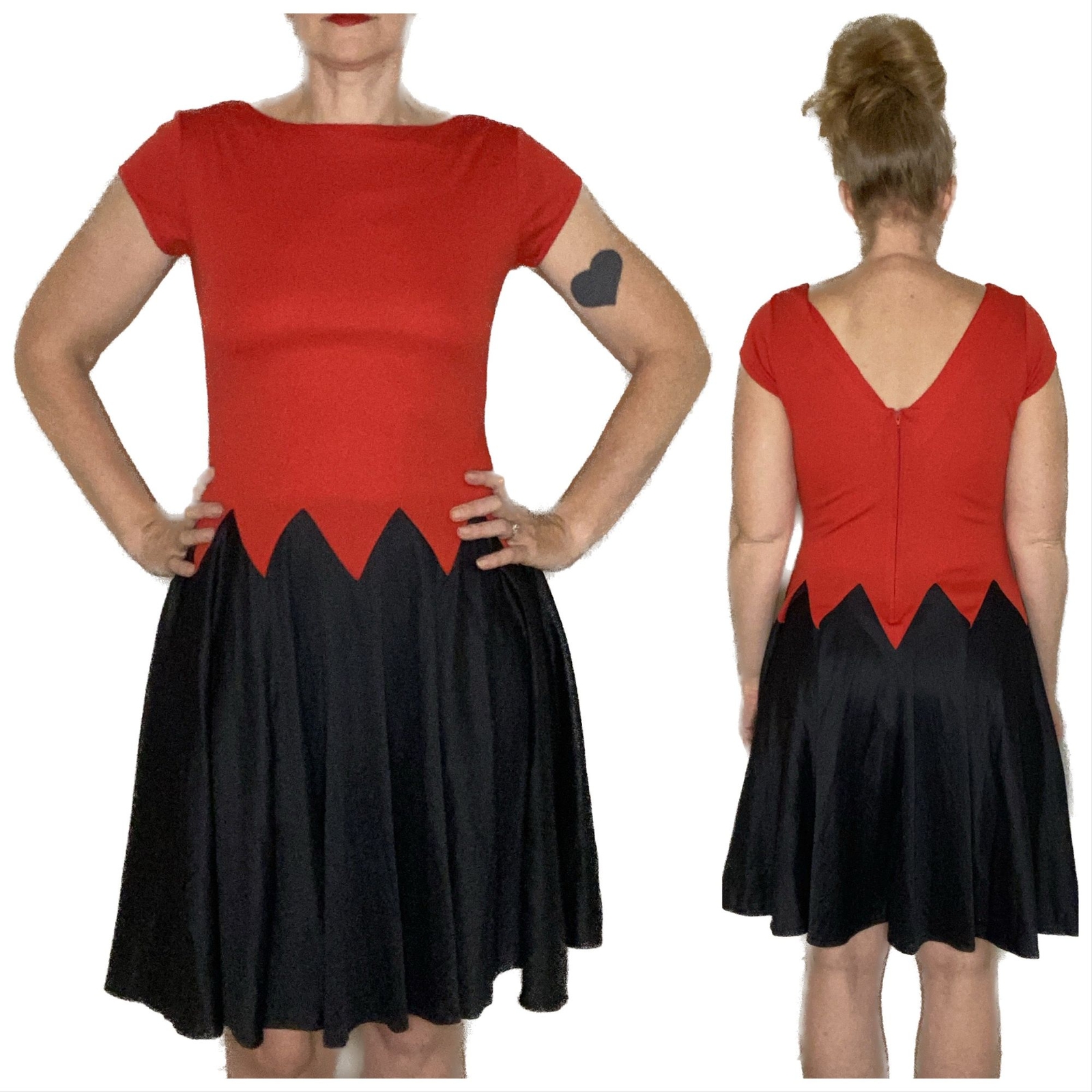 Vintage 1980s Color Block Dress Irresistible II S/M Zig Zag Drop Waist 80s