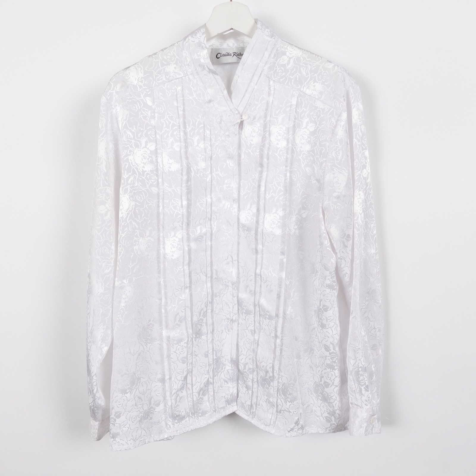 Vintage 90s Claudia Richard Pleated Floral Long Sleeve Shirt Blouse 14 Large