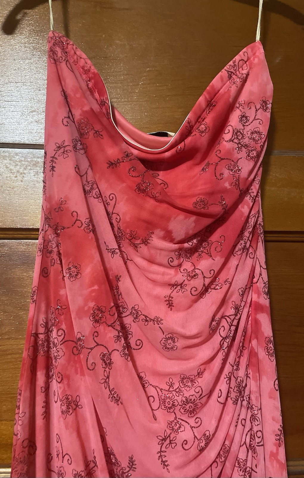 Vintage Taboo Pink Coral Sparkley Tube Top Homecoming Dress Juniors Size Medium