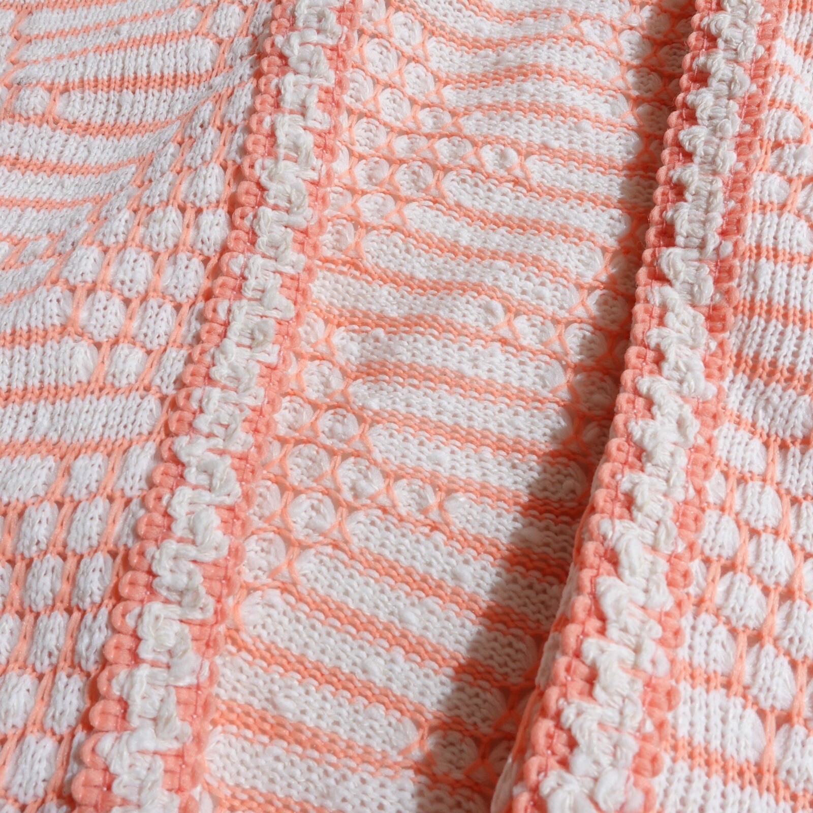 Vintage 70s Knit Short Sleeve Cardigan Nelly Don Stoner Square Medium Coral