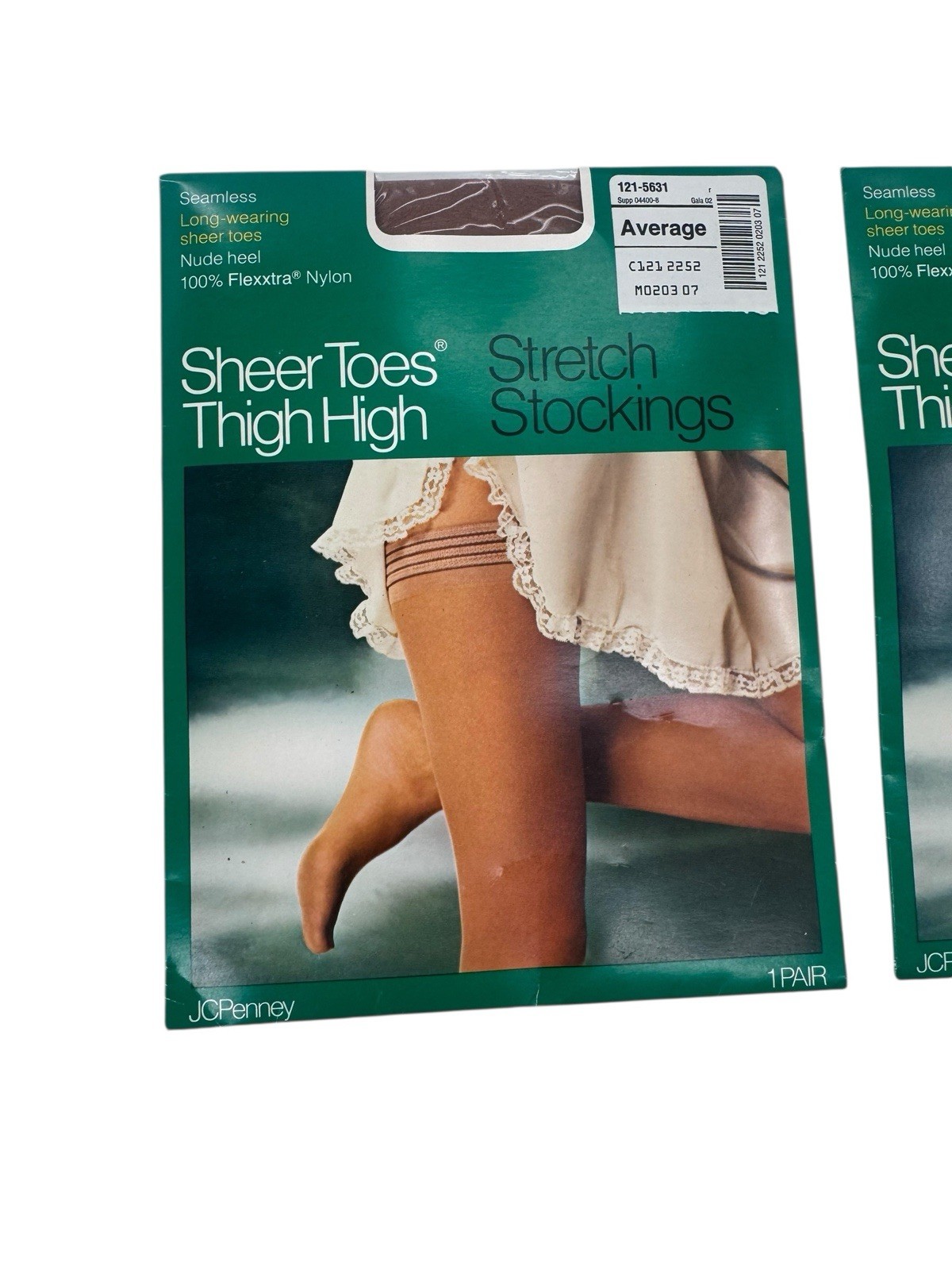2 JC Penney Thigh High Stretch Stockings Size Average Nude VTG Fast Shipping