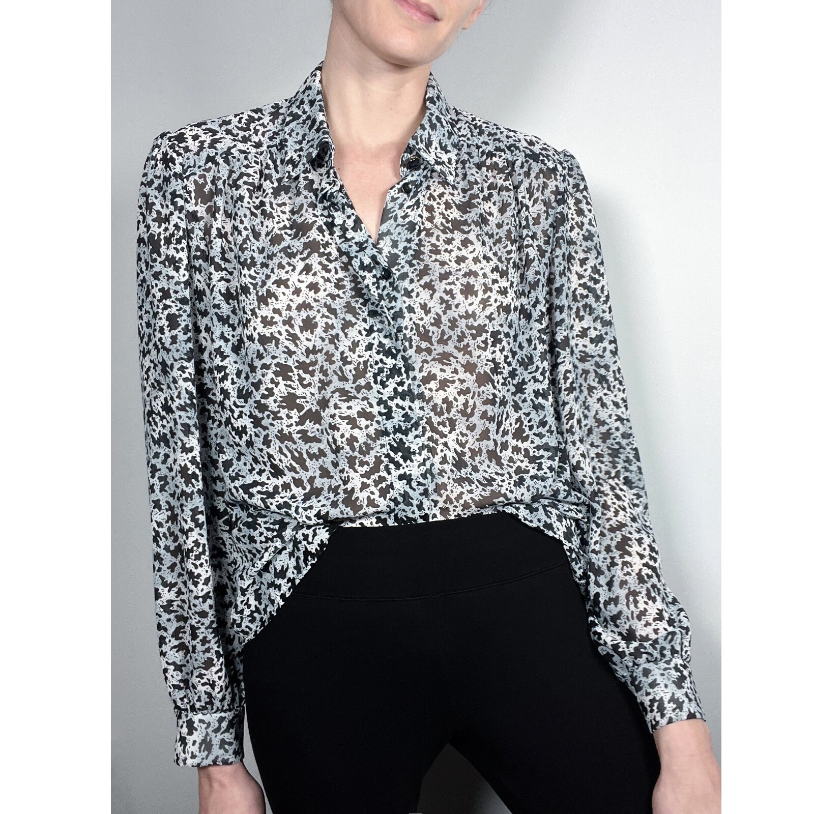 Vintage D’Allaird’s Splatter Print Sheer Blouse