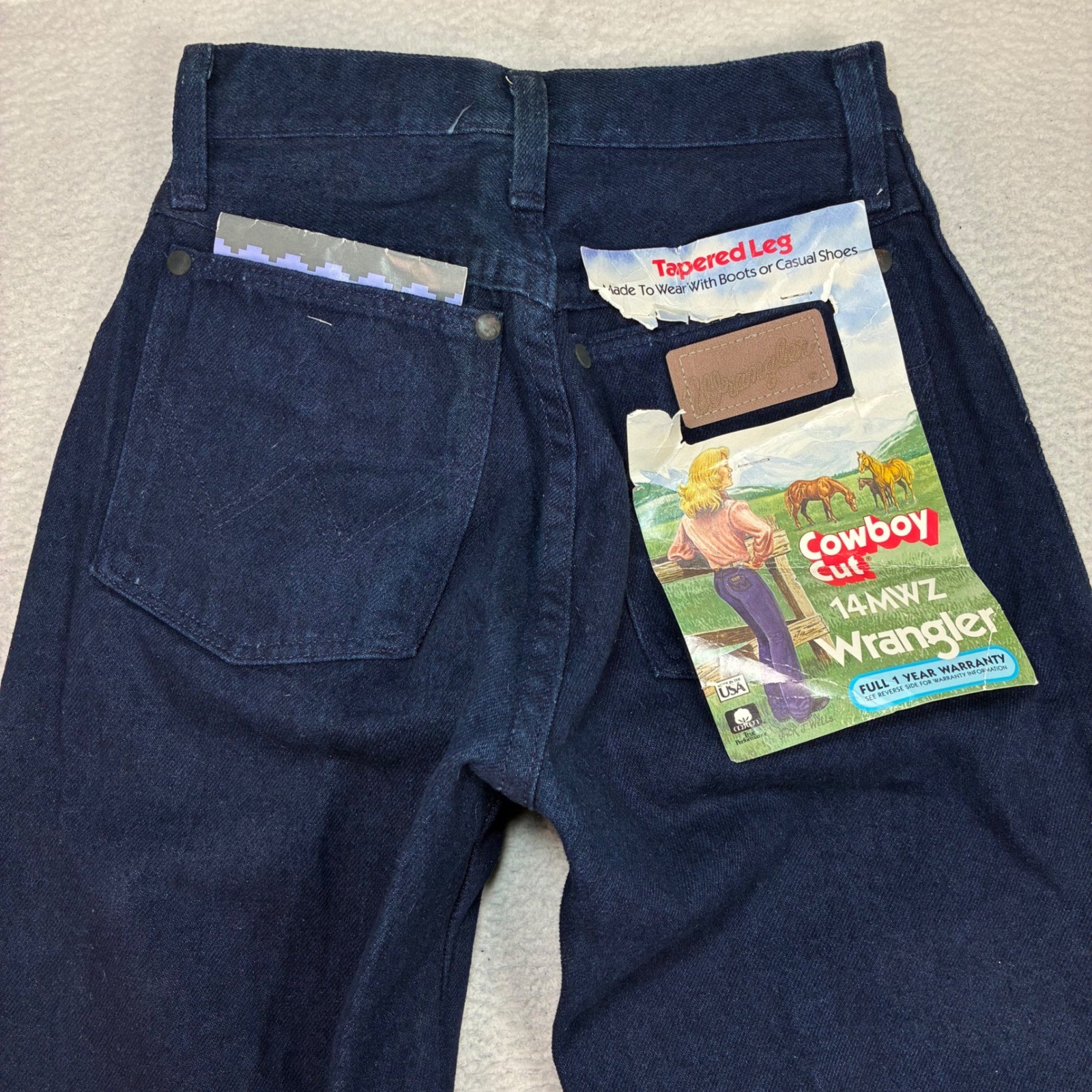 Vintage Wrangler Cowboy Cut 14MWZ Tapered Jean Women 1×34 Blue High Rise USA NWT