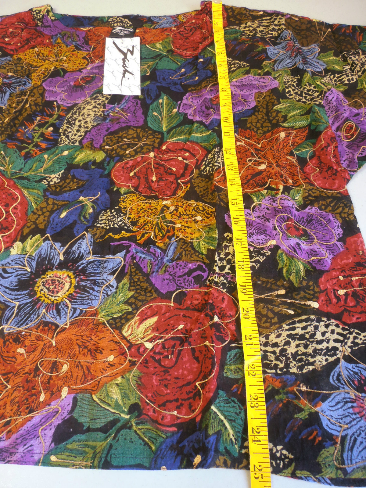 Vintage Blouse Roses Splash Art Indian Rayon Grunge 90s ZASHI INDIA Size M New