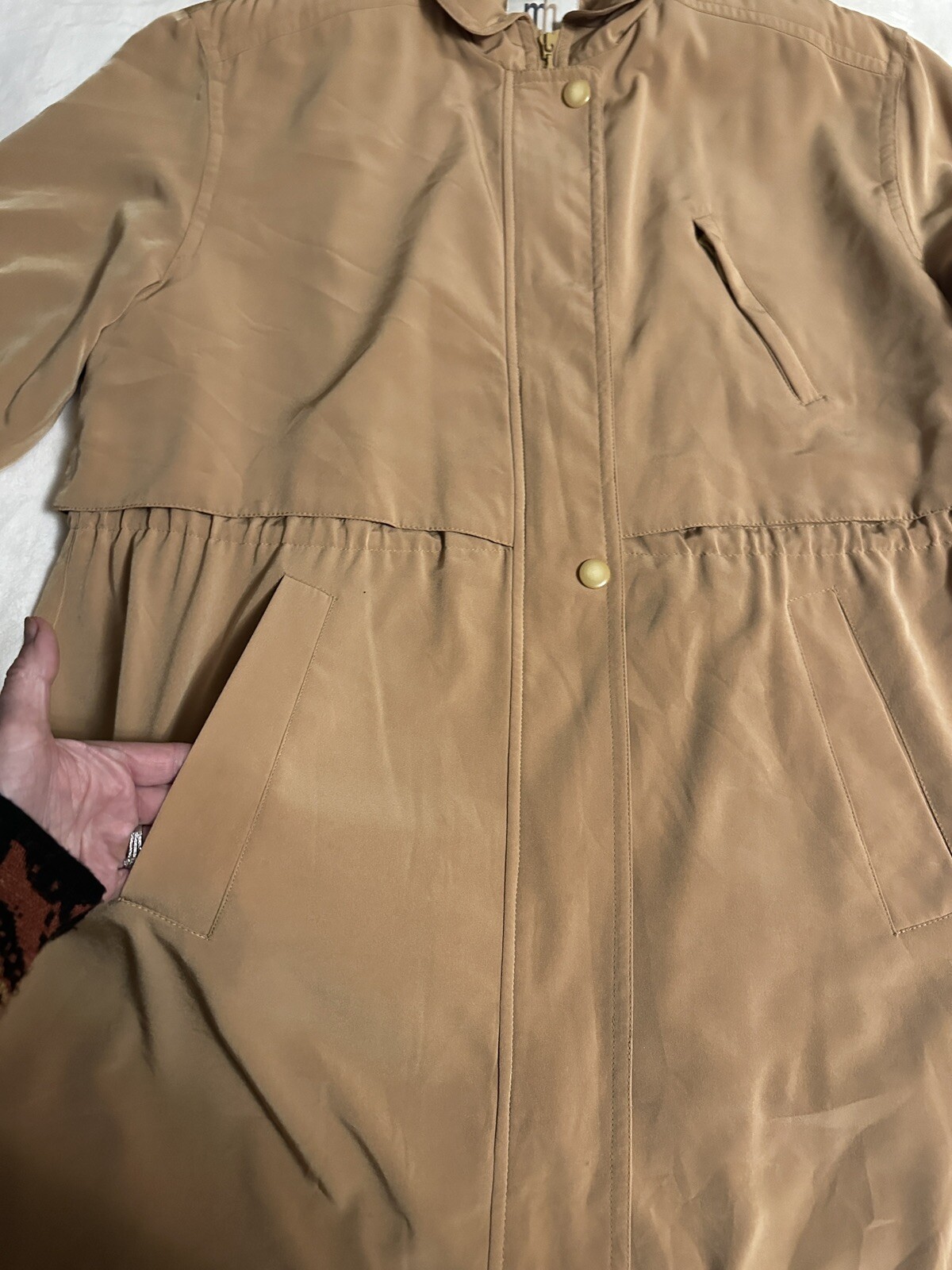 Vtg Misty Harbor Trench Rain Coat Jacket Womens Large Tan Lined classic Spy