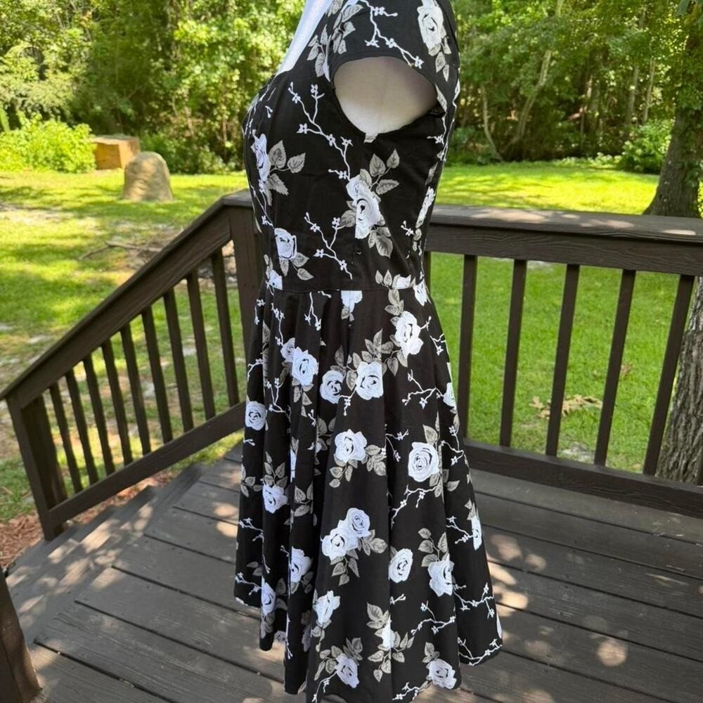 Hell Bunny Vixen Pixie Dress Gothic Cottagecore Pin-Up Floral Dress Whimsy goth
