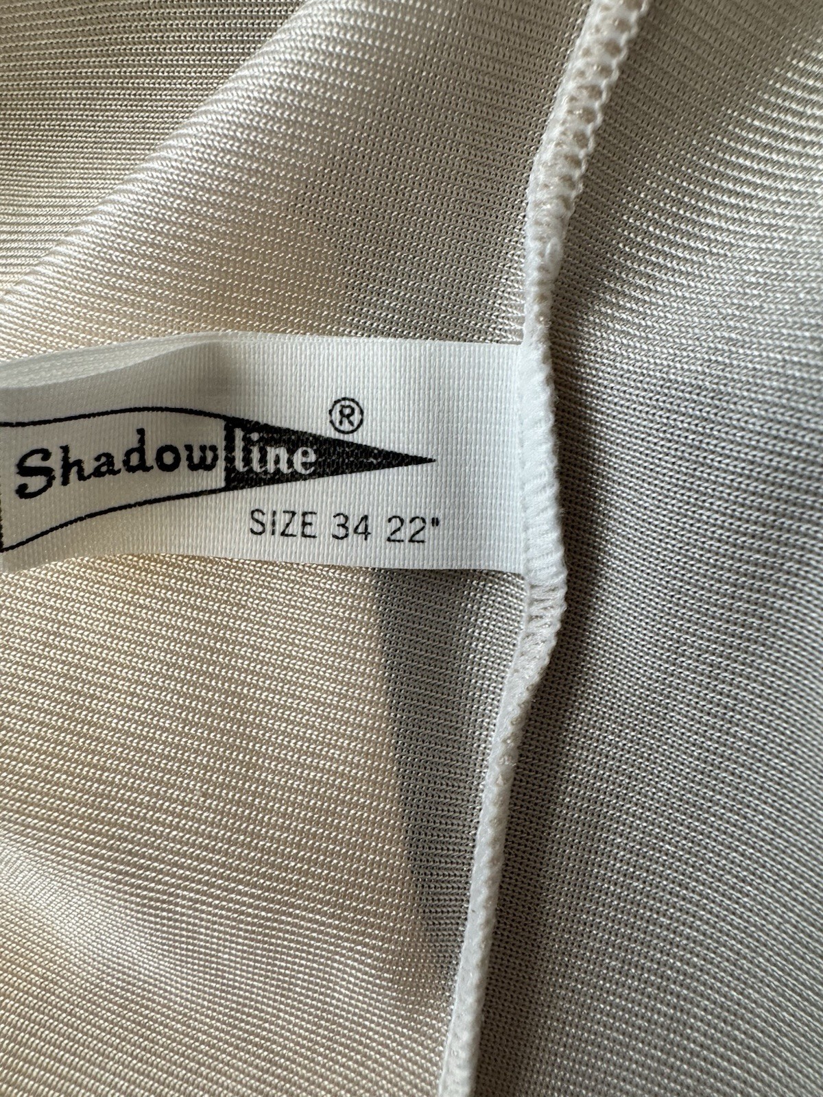 VTG Shadowline Dress Slip NEW w/Tags Peek-A-Boo Lace Sz 34 Mocha Beige 90’s