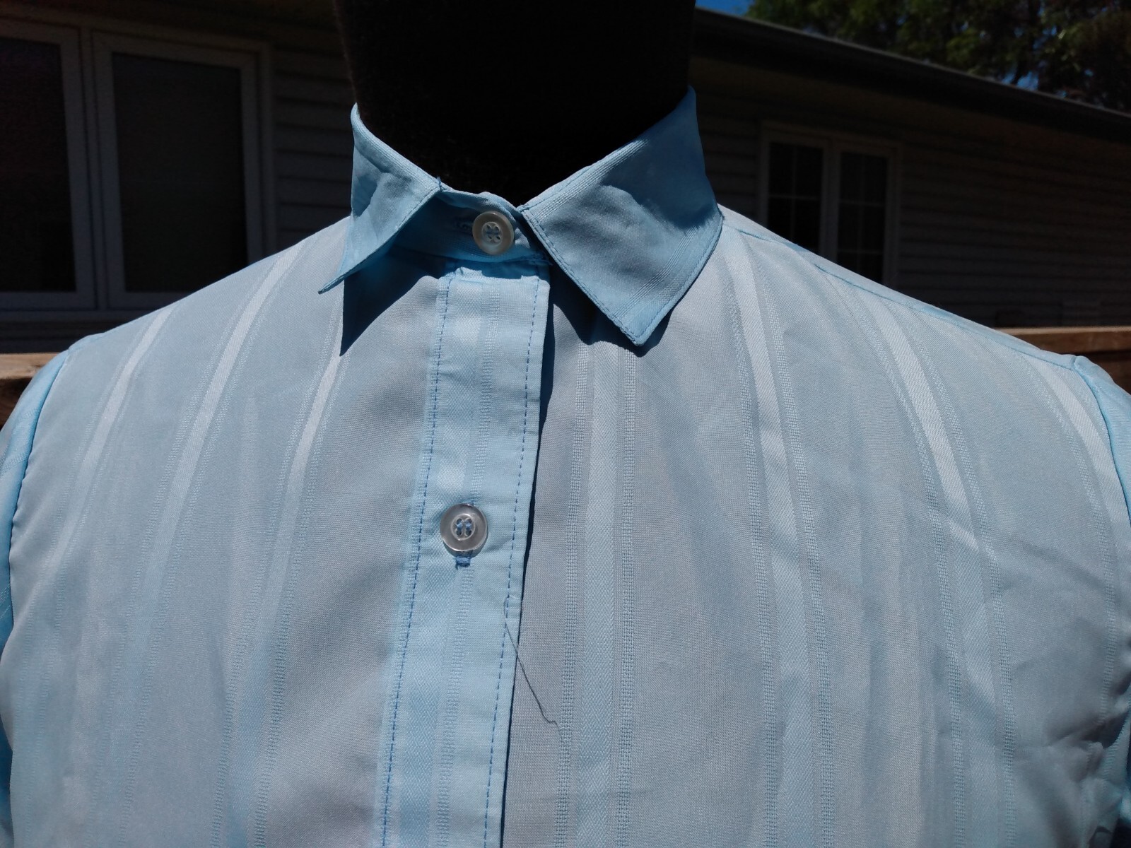 Vintage Womens Blouse Blue Button Front Size 14 39″B Giancarlo 80s Long Sleeve
