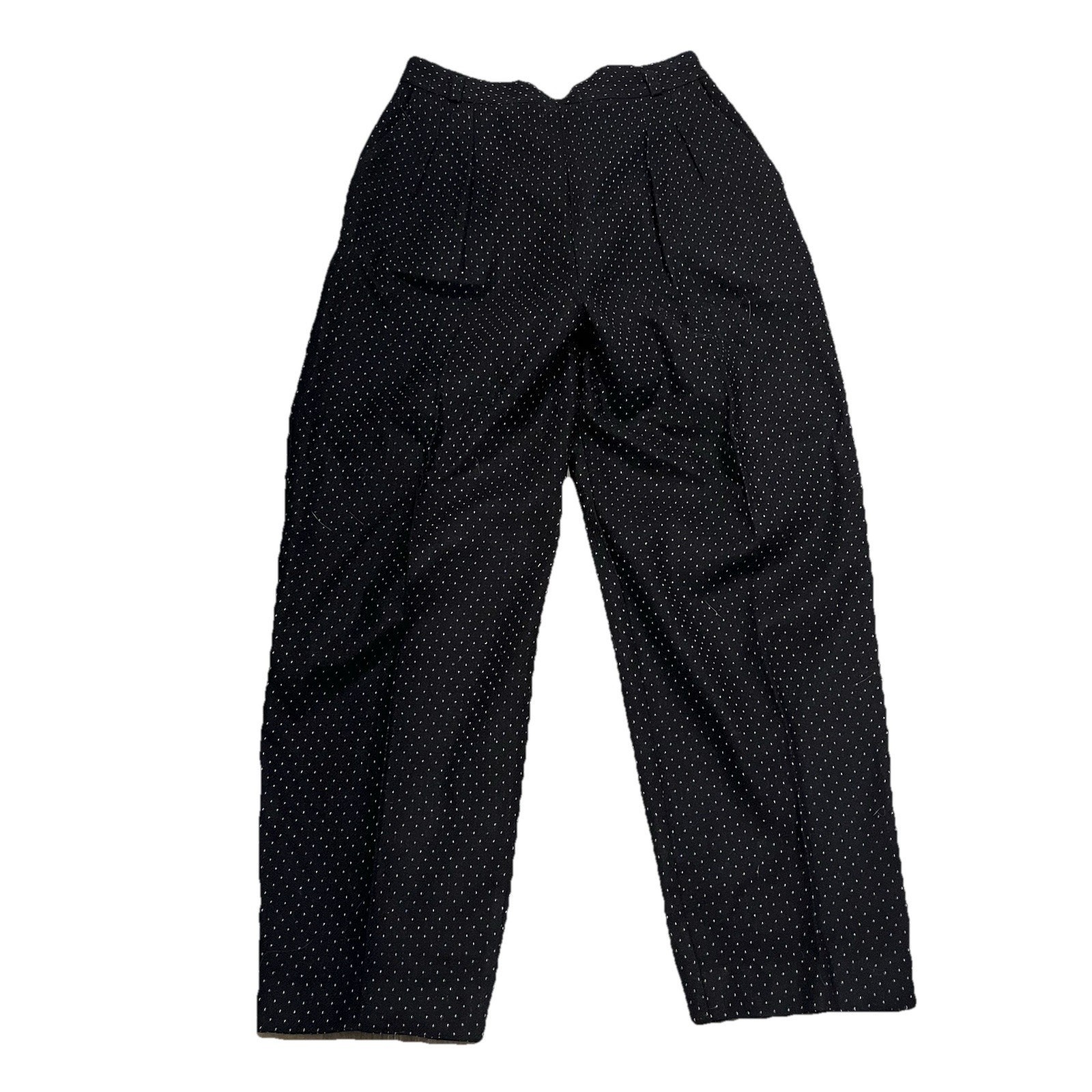 vintage Paradox Black wool high rise pants With White and Blue Dots