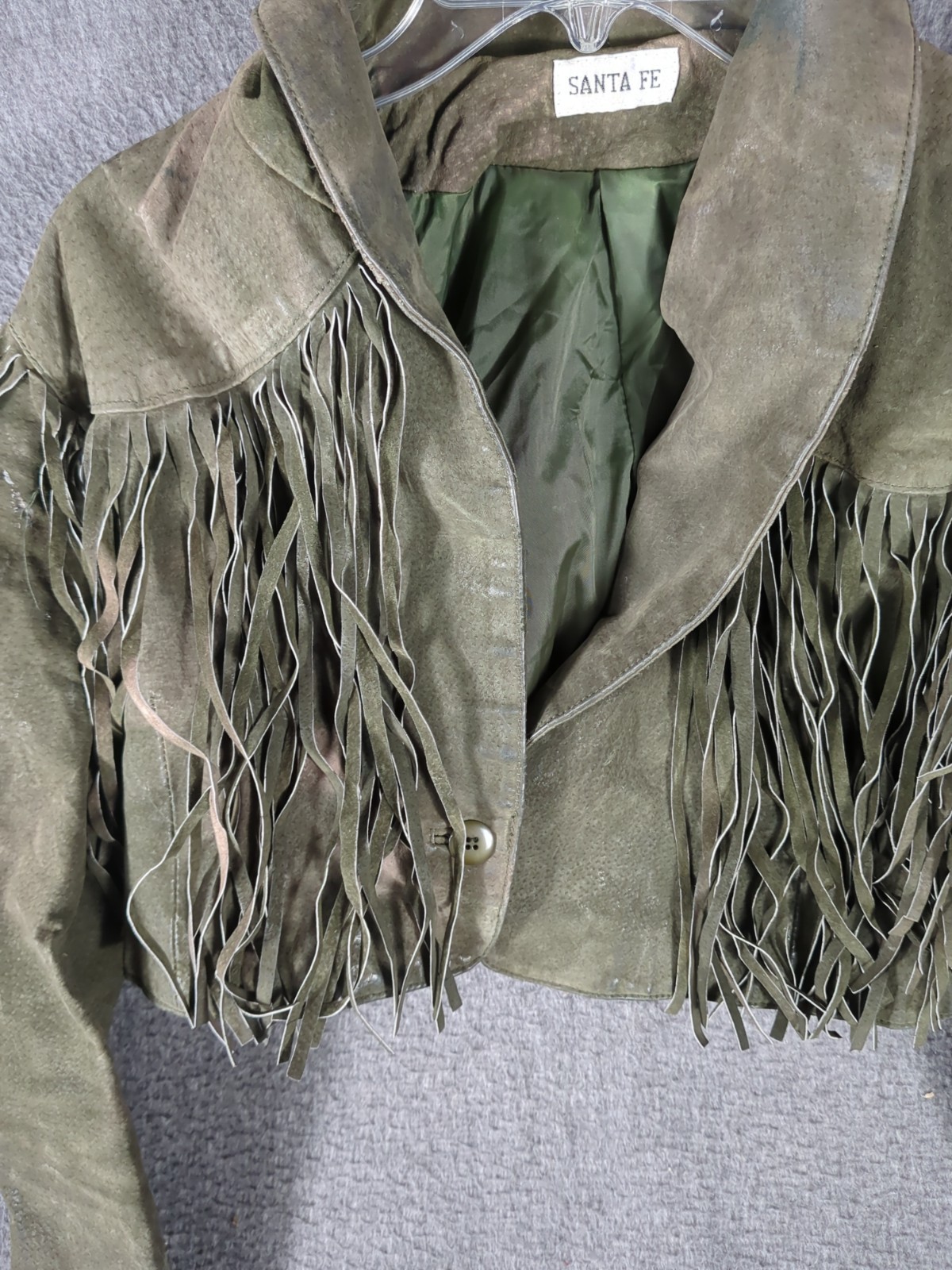 Vtg 70s 80s Santa Fe Suede Leather Cropped FRINGE Jacket Western Sz M