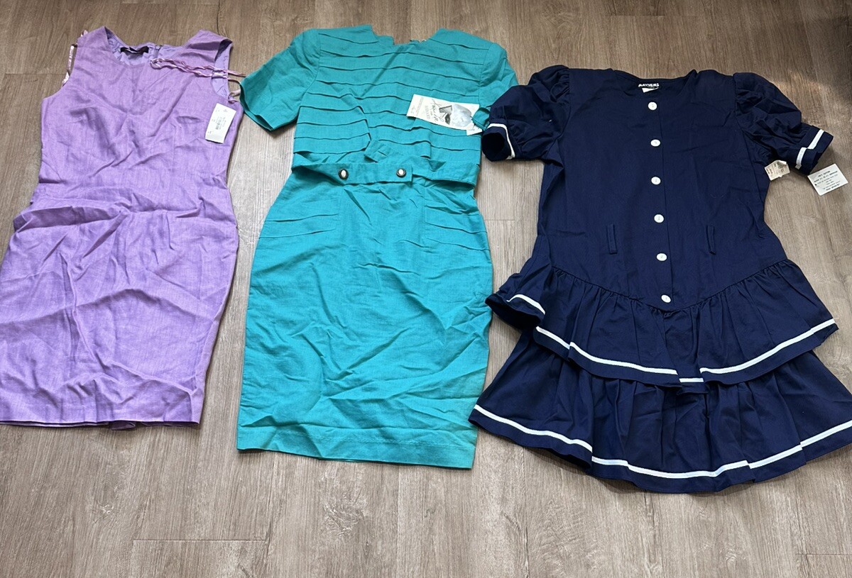 VINTAGE 1980’s SZ 10/13 NEW WITH TAGS DRESSES ANNE KLEIN, MAYVENS, KATHY LEE