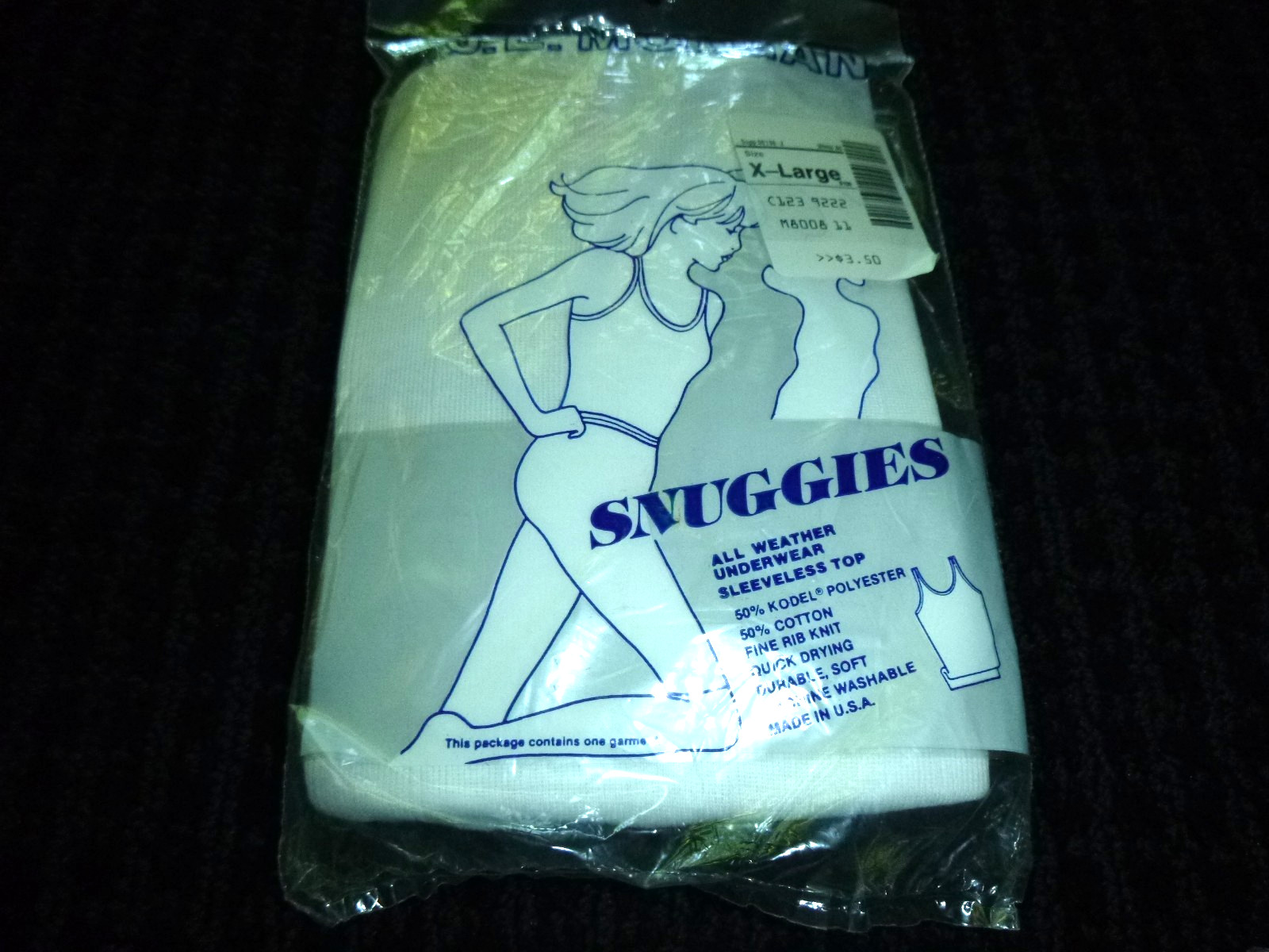 Vtg JE Morgan Snuggies Underwear Tank Top Fine Rib Poly Cotton Sz XL