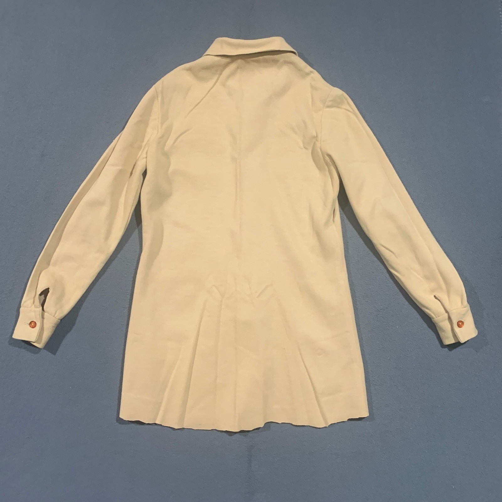 Vintage Carol Brent Mod Knit Tunic Top Cream Amber Buttons 80s Retro Womens M *