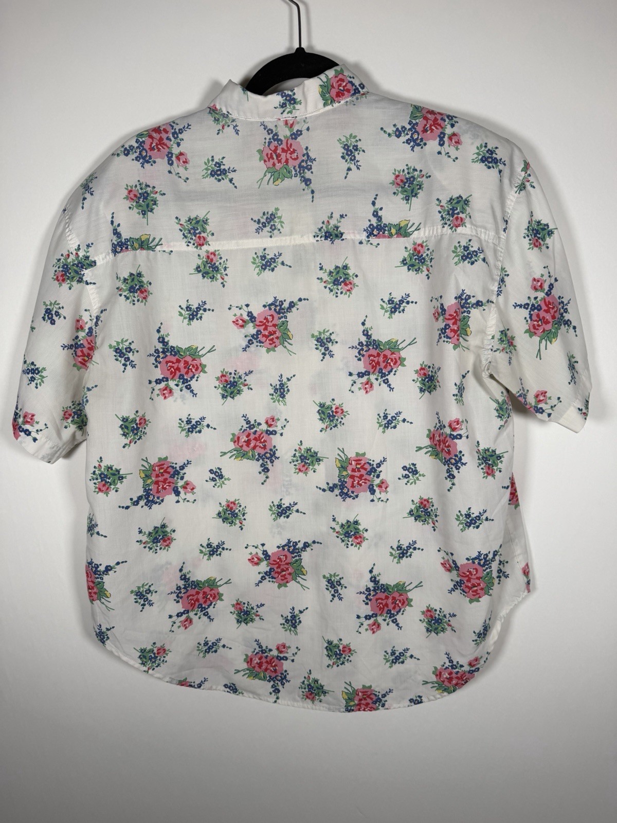 Vintage 80s Liz Thomas white floral cottagecore indie retro preppy camp shirt XL