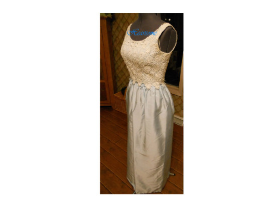 Gown elegant formal dress 50s 60s mid century sophisticated crochet rhinestones