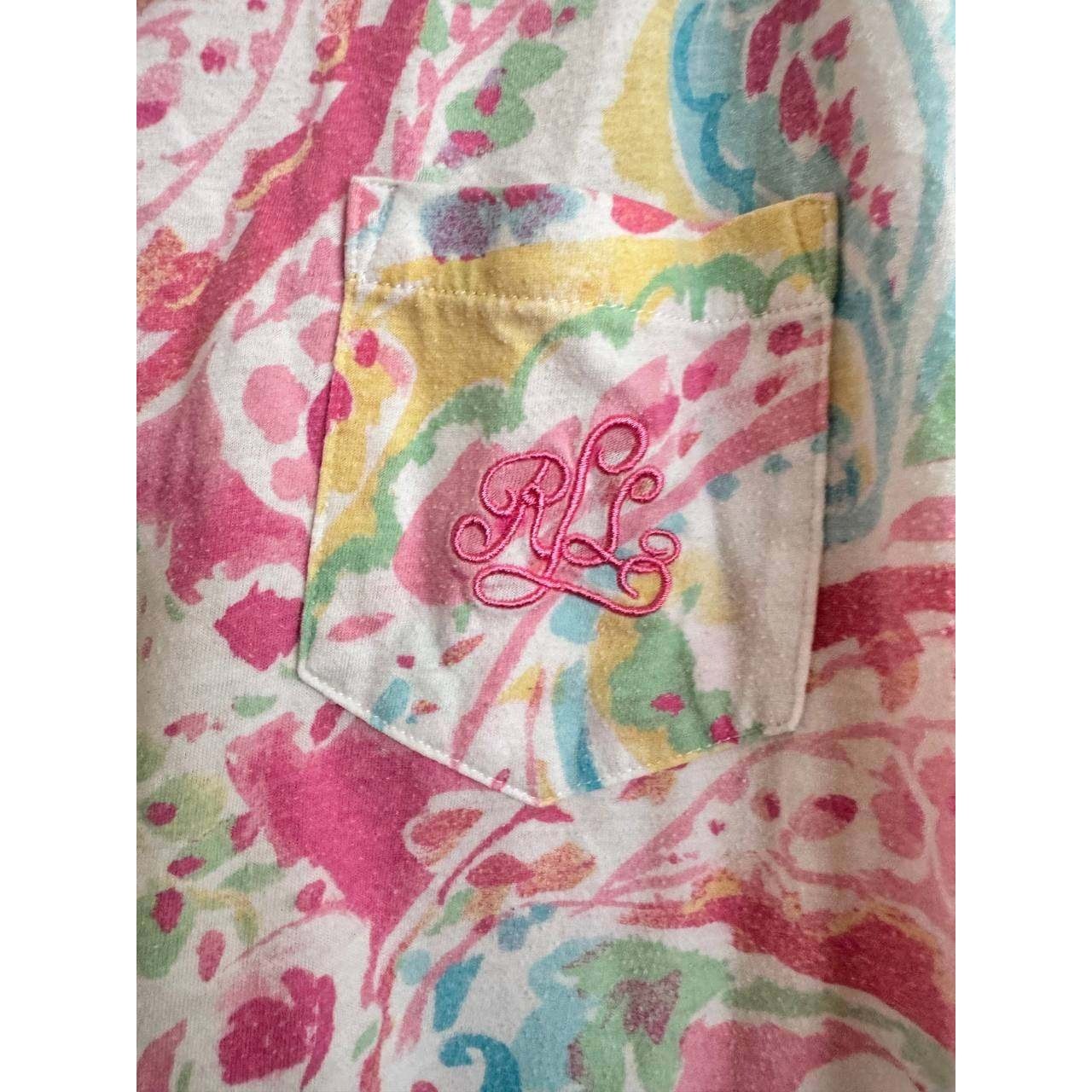 Lauren Ralph Lauren Paisley Sleep Shirt XL Cotton Button Front Nightshirt Y2K
