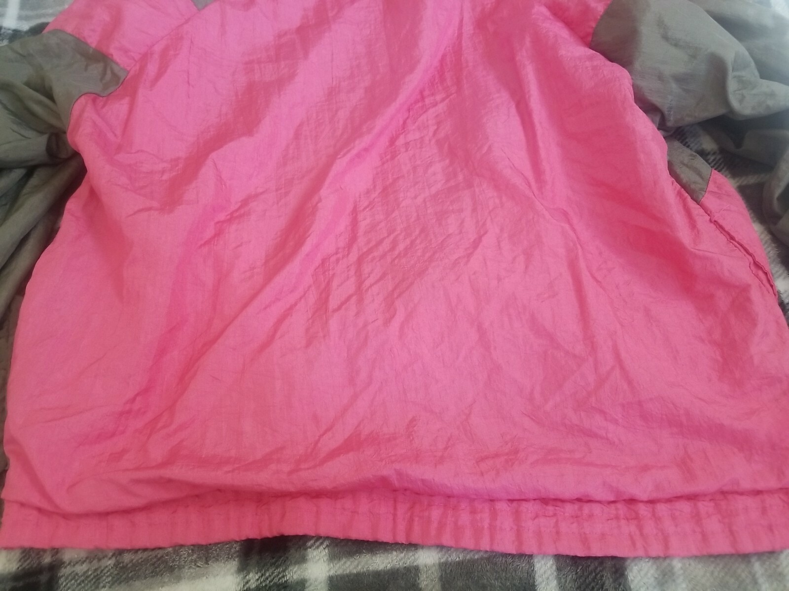 Vintage 90’s Longstreet Missy Windbreaker Track Jacket Pink Green Gray Large