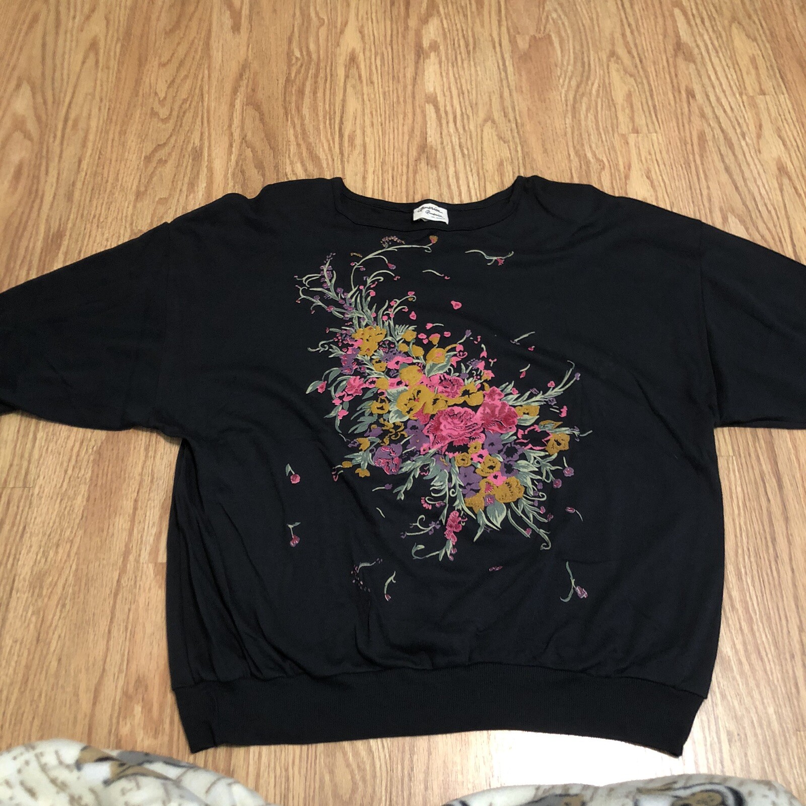 vtg America America floral flower design dolman sleeve size 18 Shirt Made In USA
