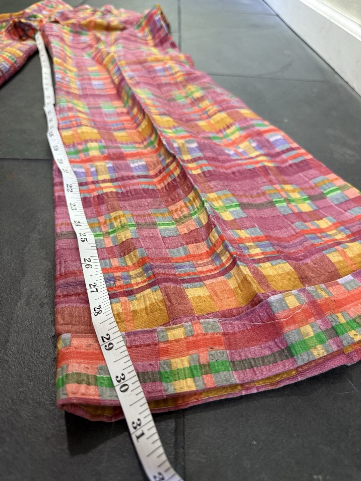 RARE Vintage 1970s Two Piece Set Bell Bottom And Top Bright Colorful Plaid SZ XS