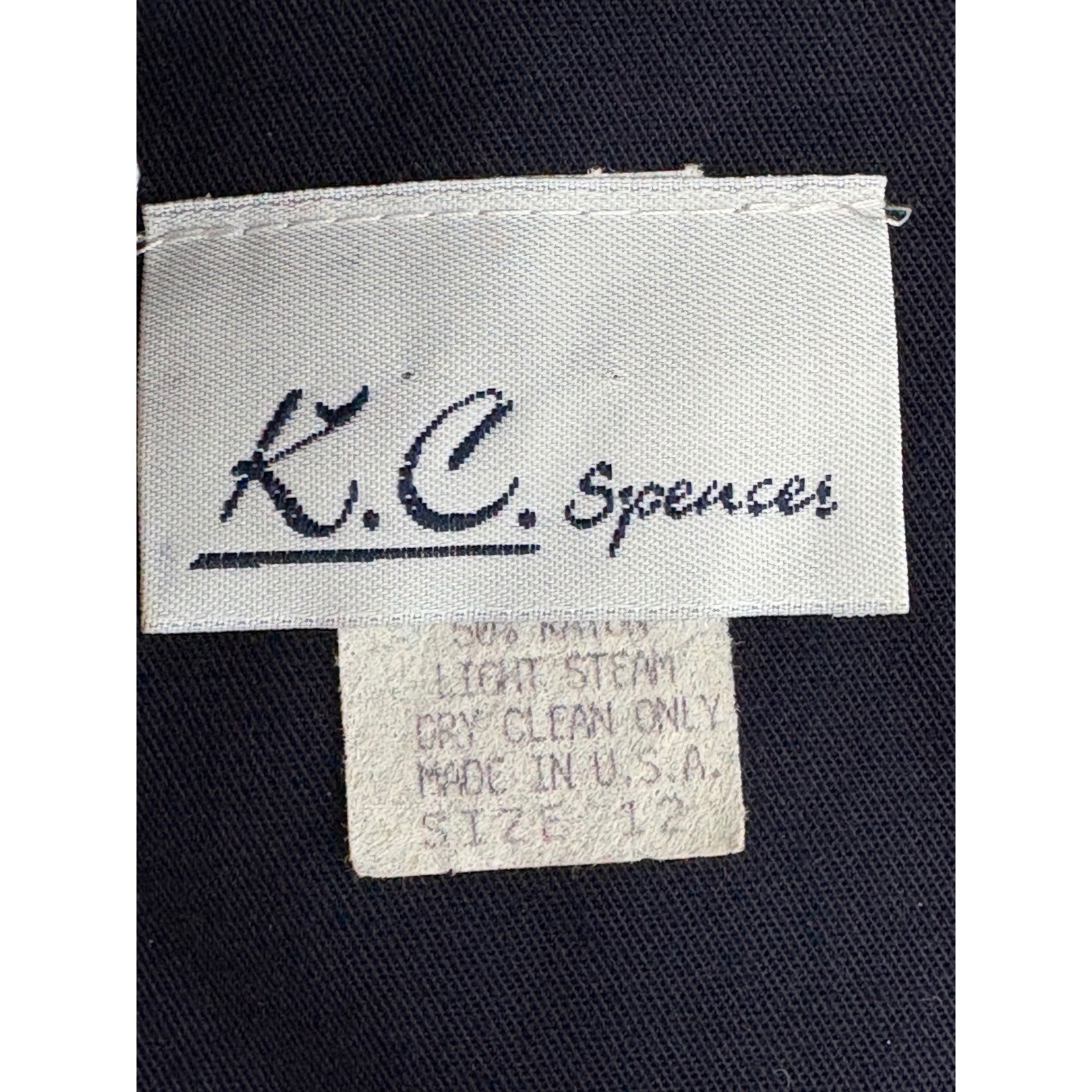 K.C. Spencer Vintage 2-Piece Dress Set Navy Abstract Gold 100% Rayon Size 12
