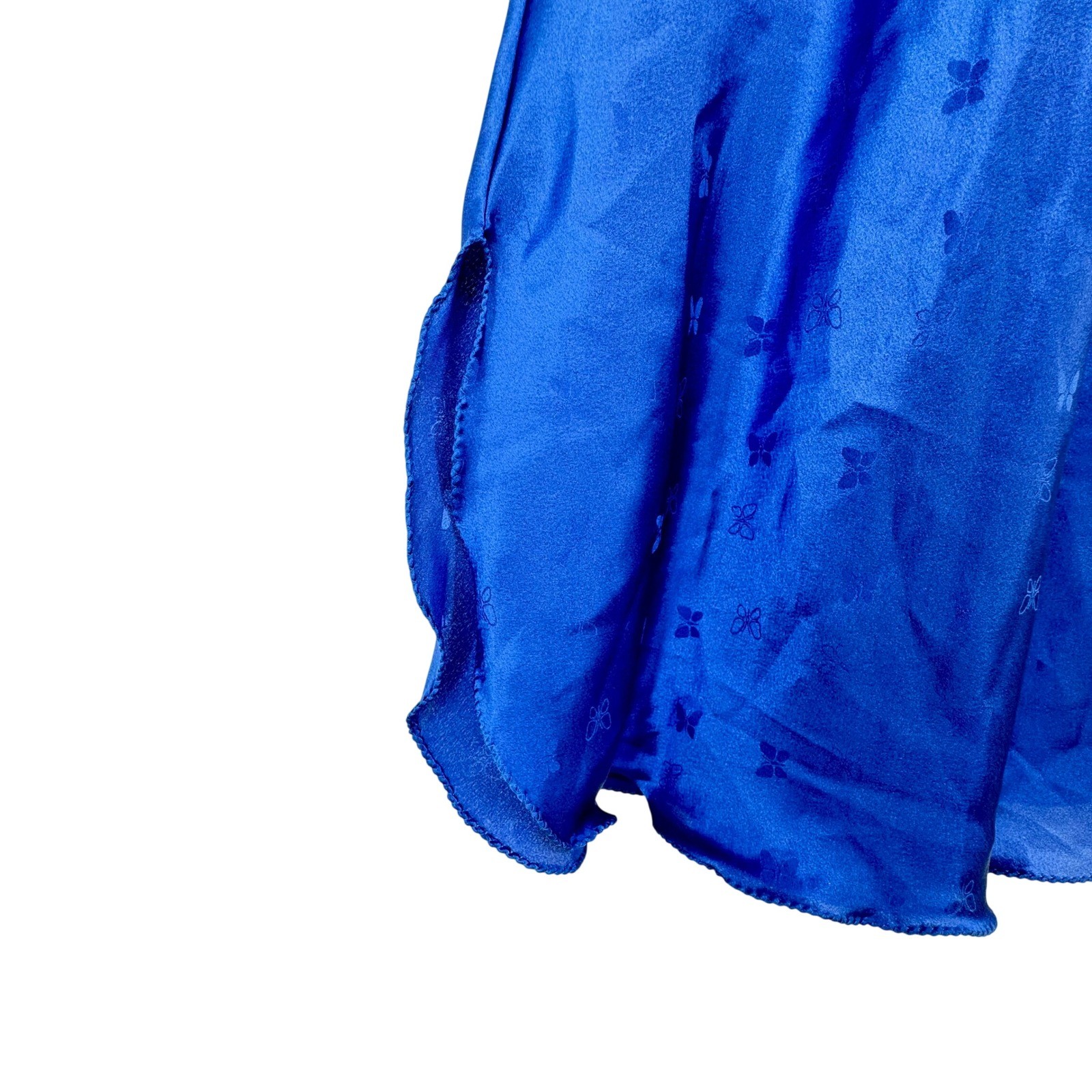 Vintage Parisian Maid Royal Blue Butterfly Satin Nightgown and Robe Set Size S