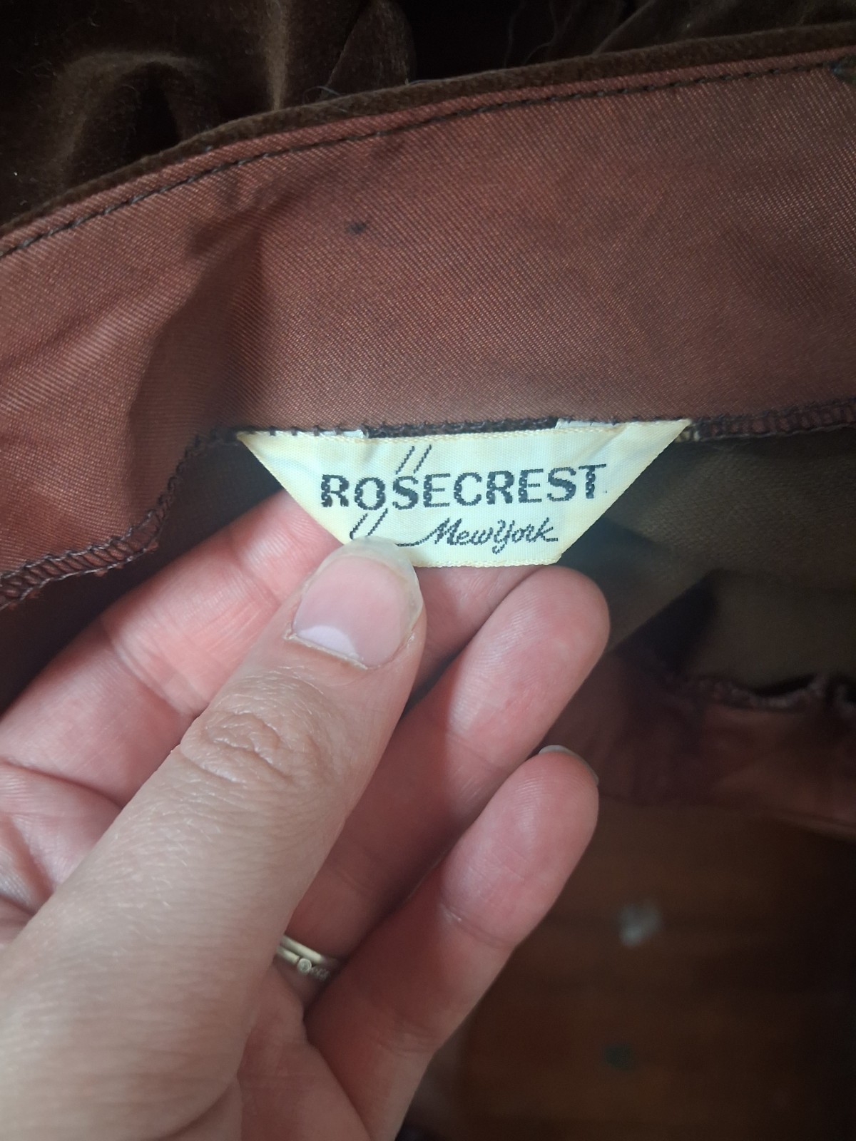 1940s 1950s Vintage Blouse, Brown Velvet Side Zipper Sz M Rosecrest