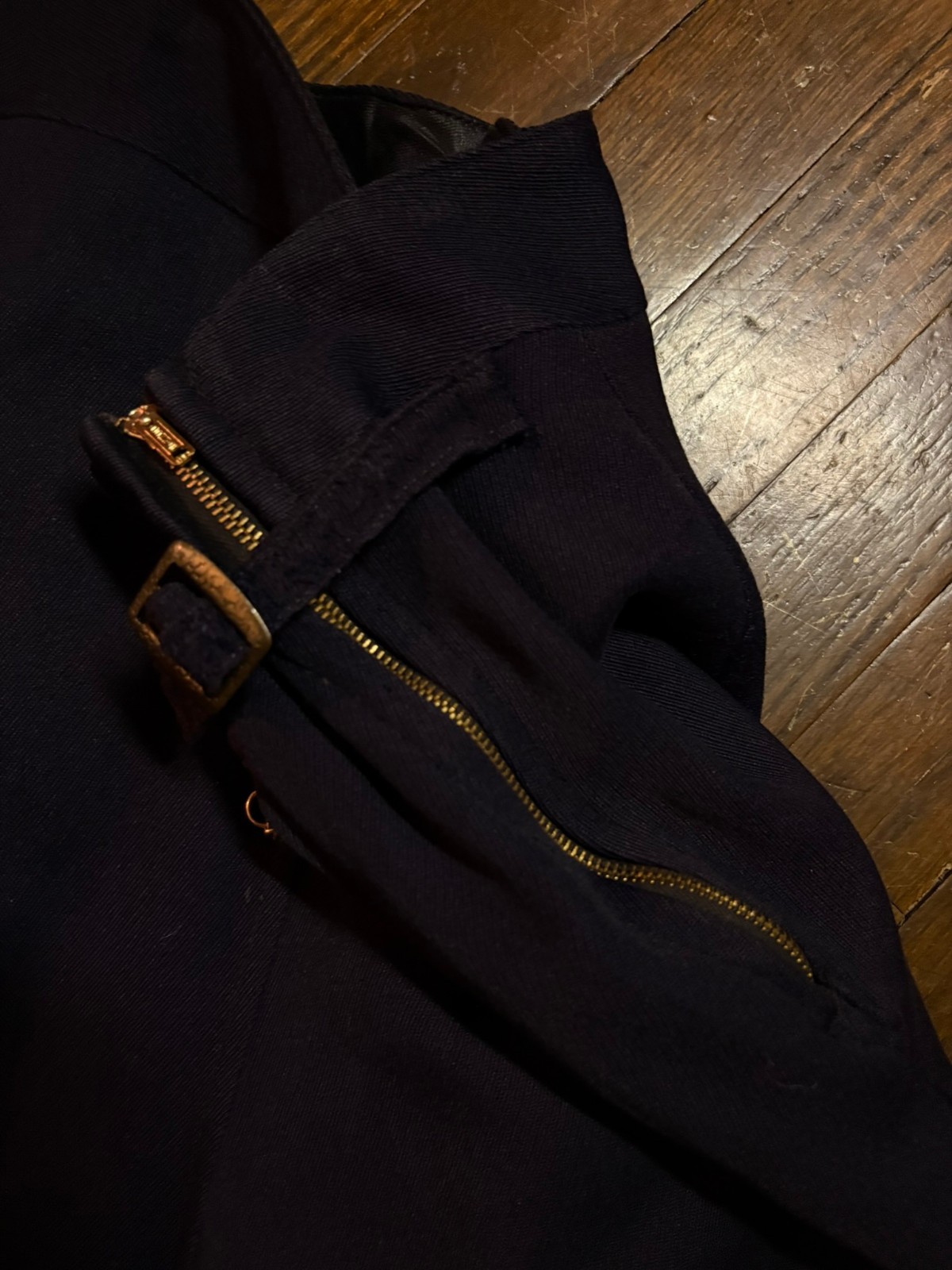 1940s Navy Alpine Ski Suit — Two-Piece Wool Gabardine Buckle Shearling Lined