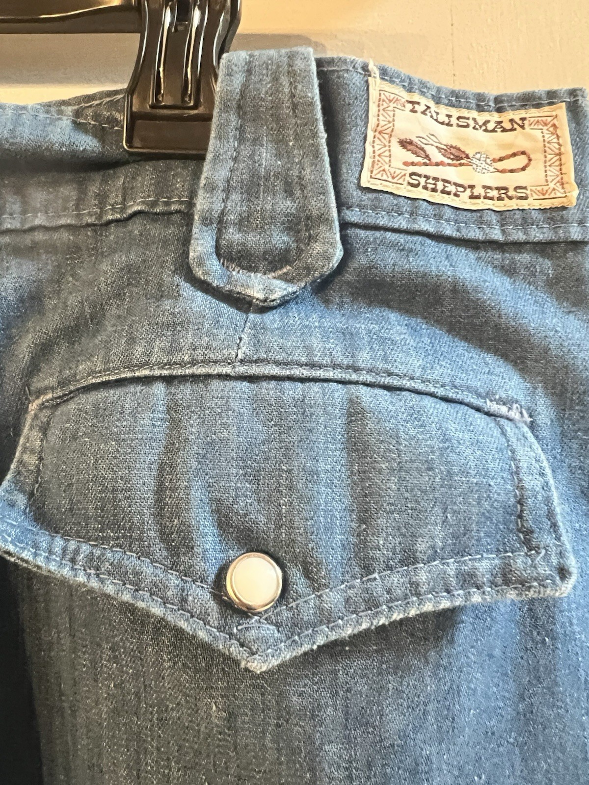 VINTAGE 70’S Ladies TALISMAN SHEPLERS HIGH WAISTED JEANS WESTERN BOHO Wide Leg