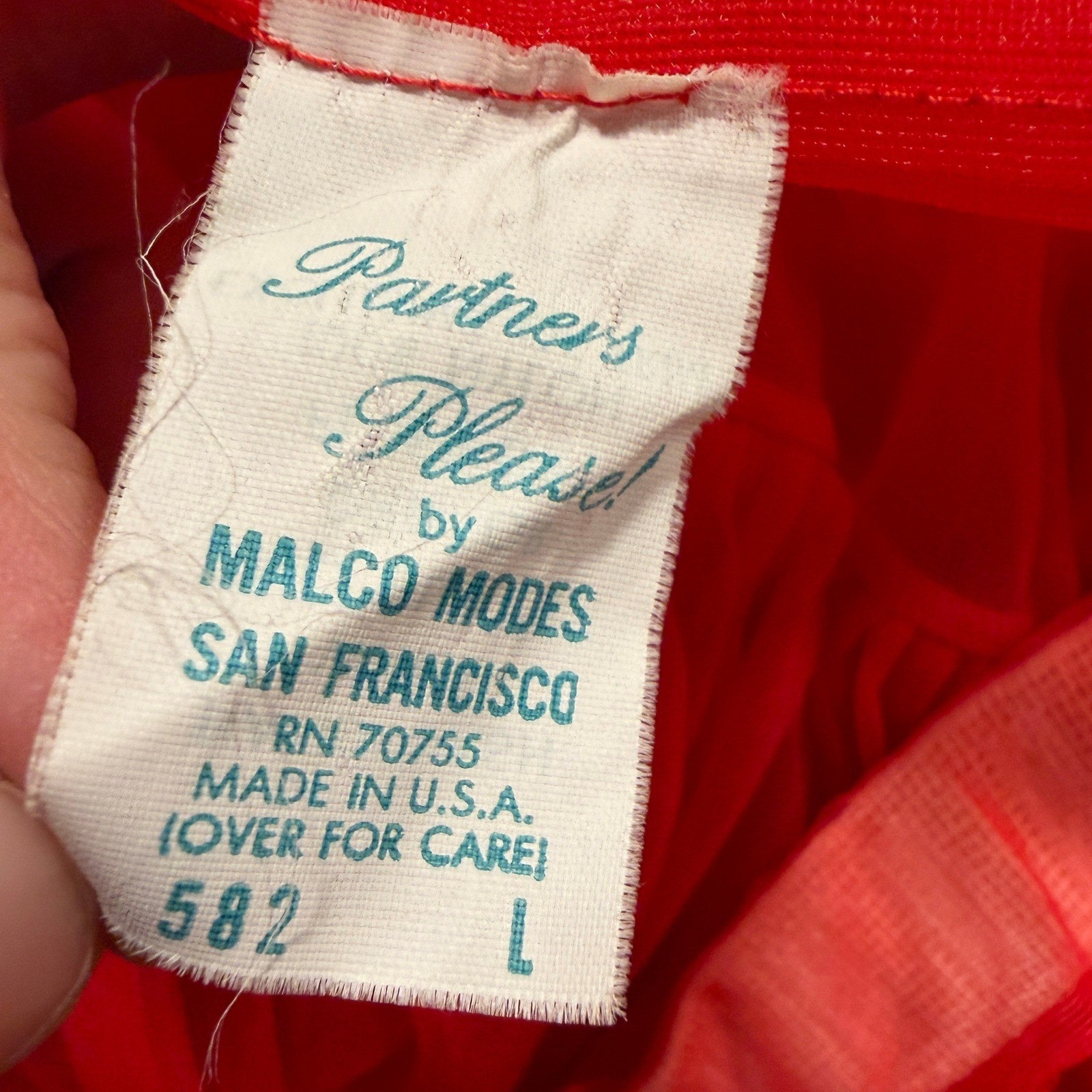Malco Modes Red Petticoat Partners Please 582 Vintage Tulle Ruffle Skirt Pin Up