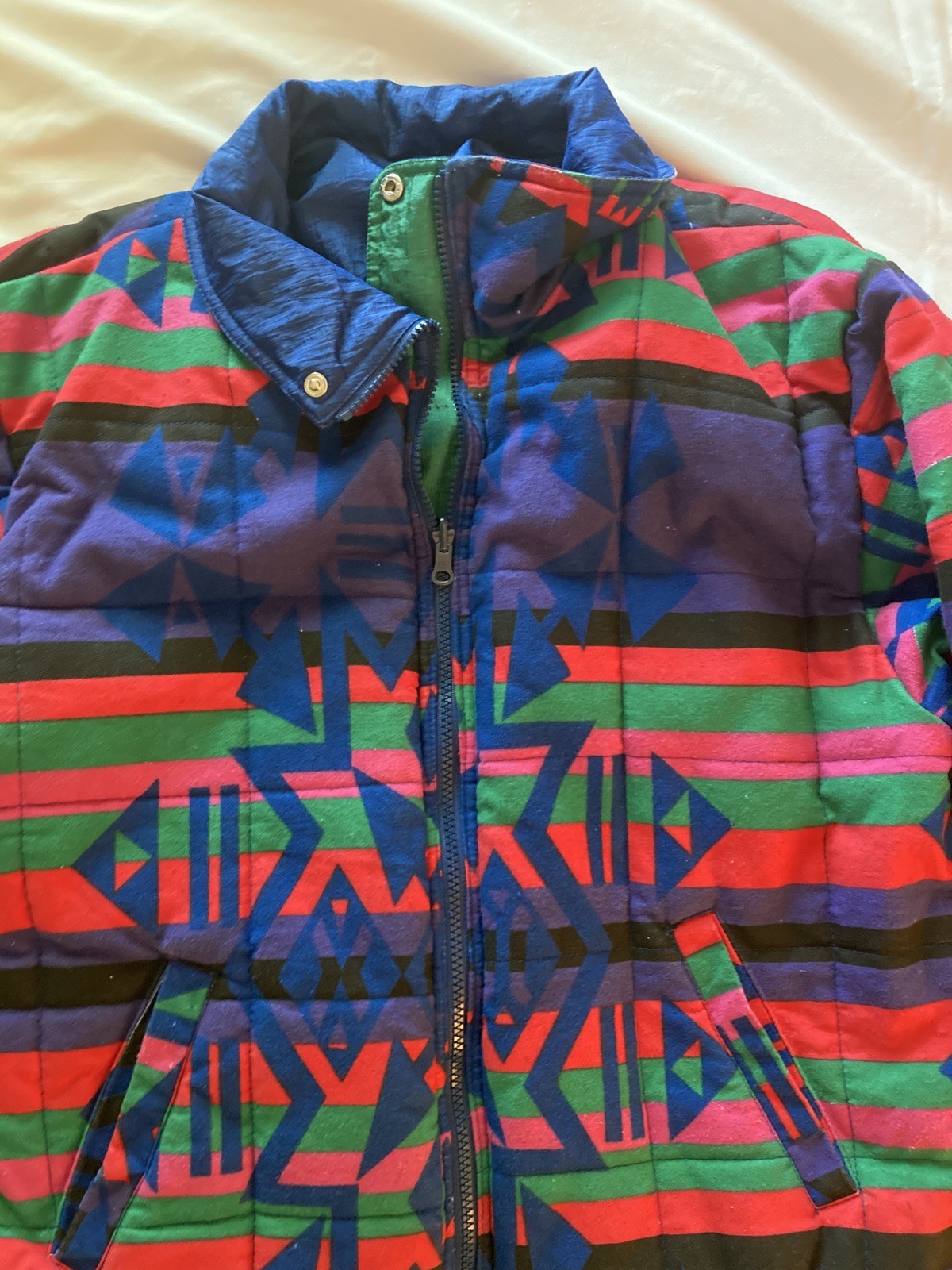 Vintage 80s 90s Andy Johns Retro Reversible Puffer Ski Jacket Coat Womens Medium