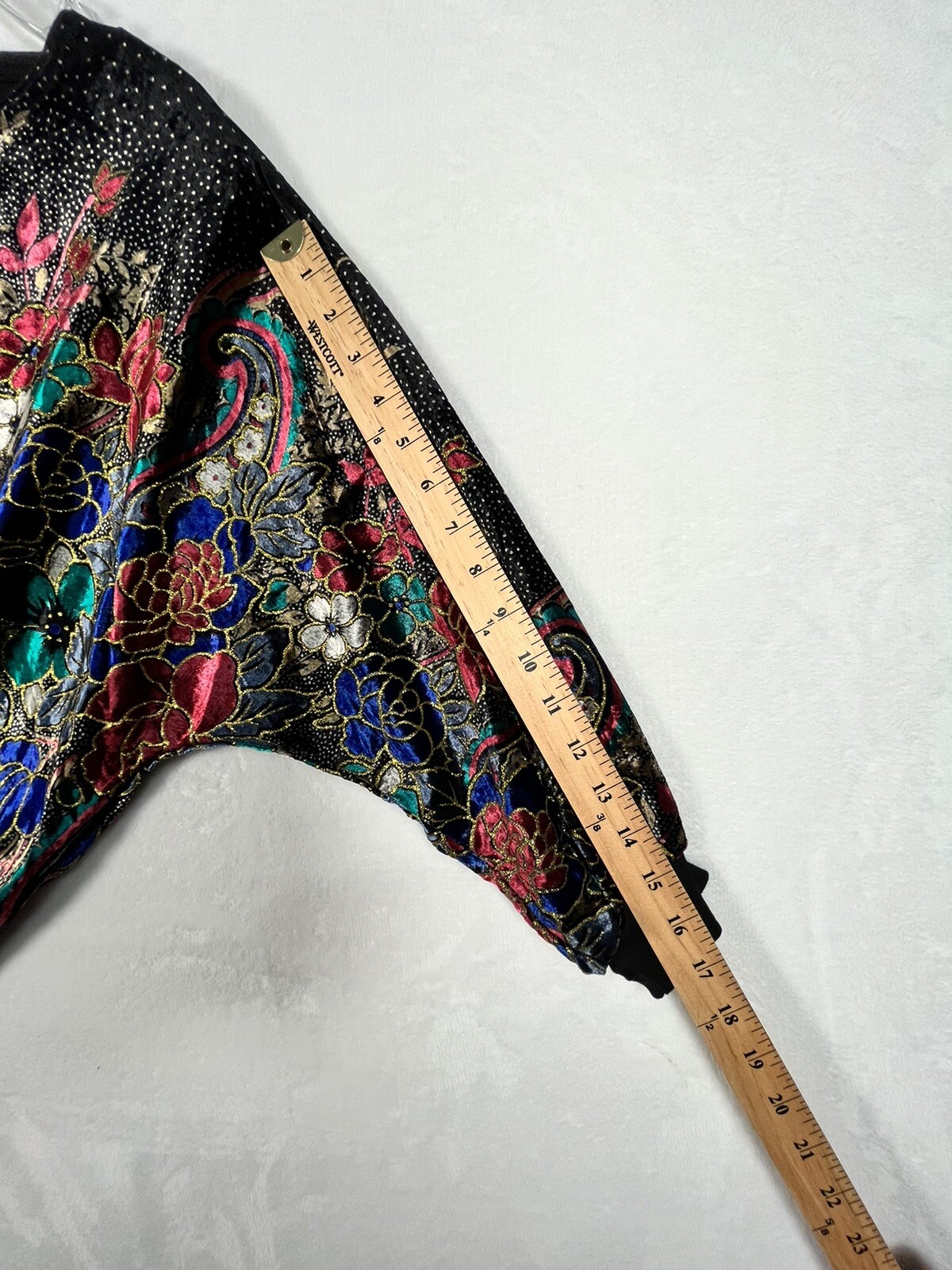 Vintage NWT Western Connection Womens L Top Black Batwing Floral Colorful