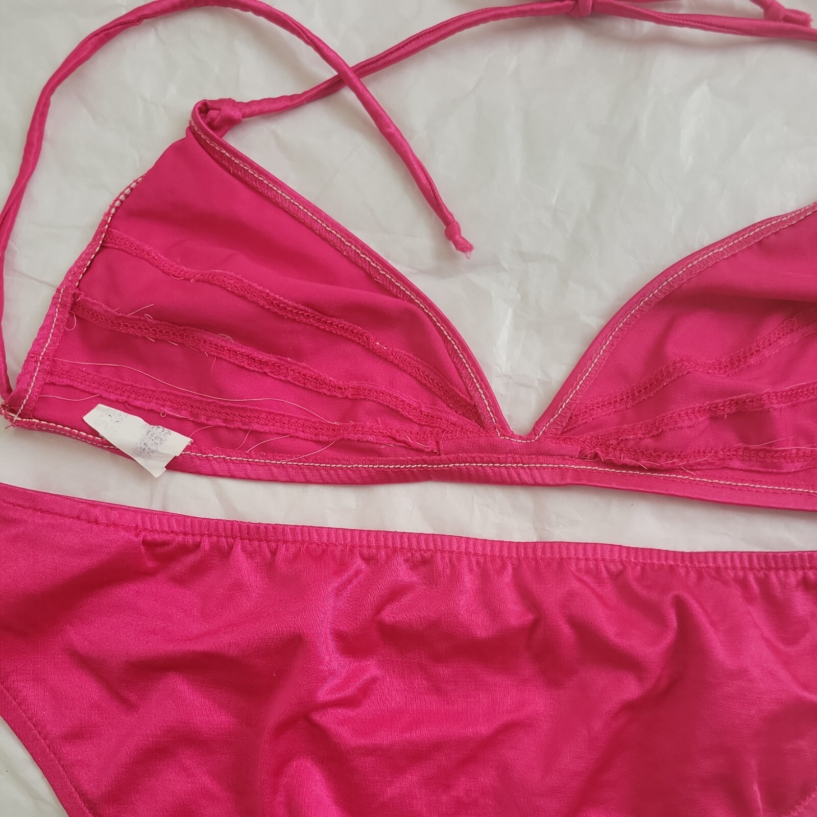 Authentic Vintage 80s High Tide Pink Bikini Jrs 11/12 Modern S