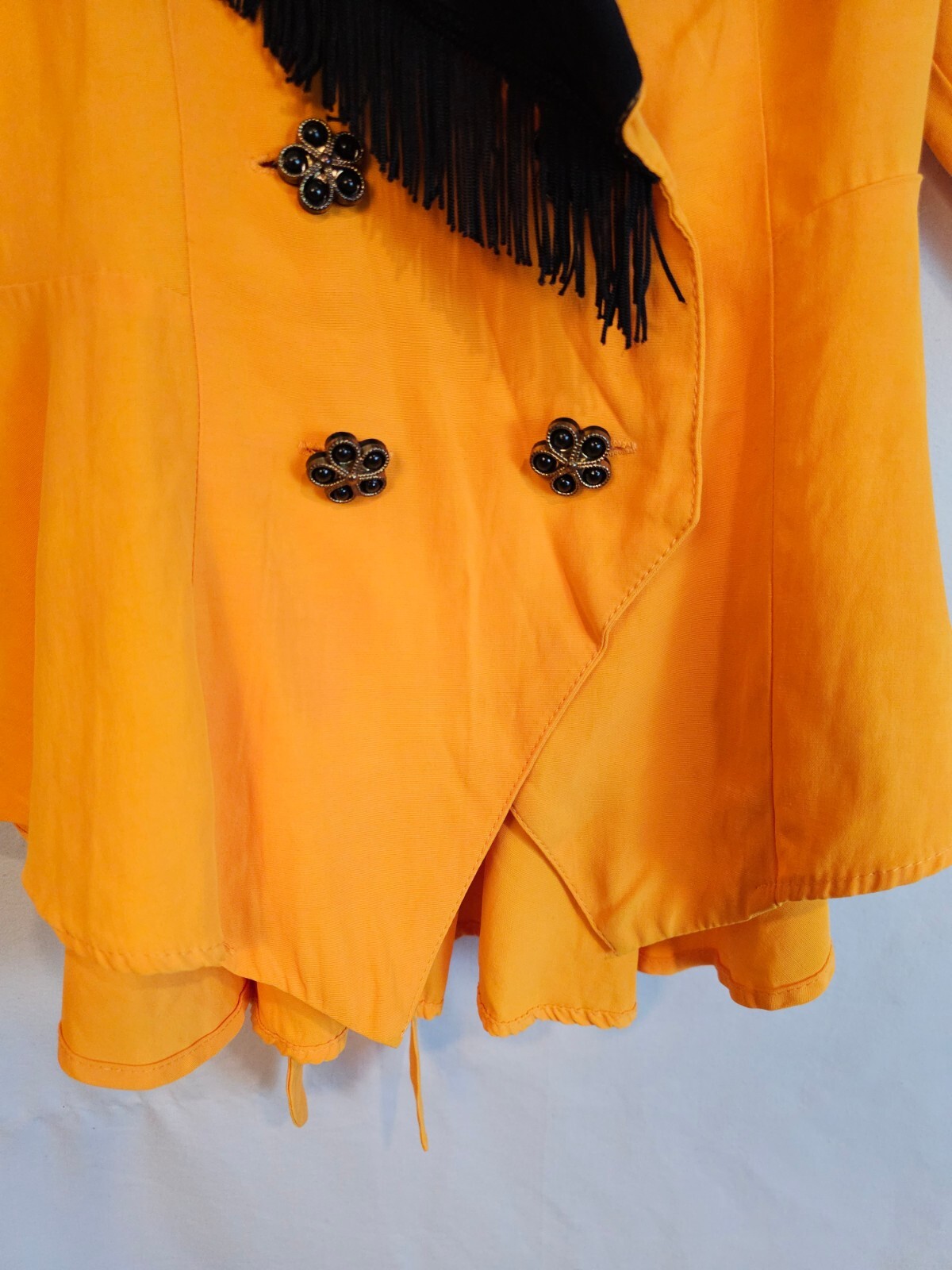 Vintage 90s Yellow and Black Peplum Blazer with Gold Jem fastens and Gold Button