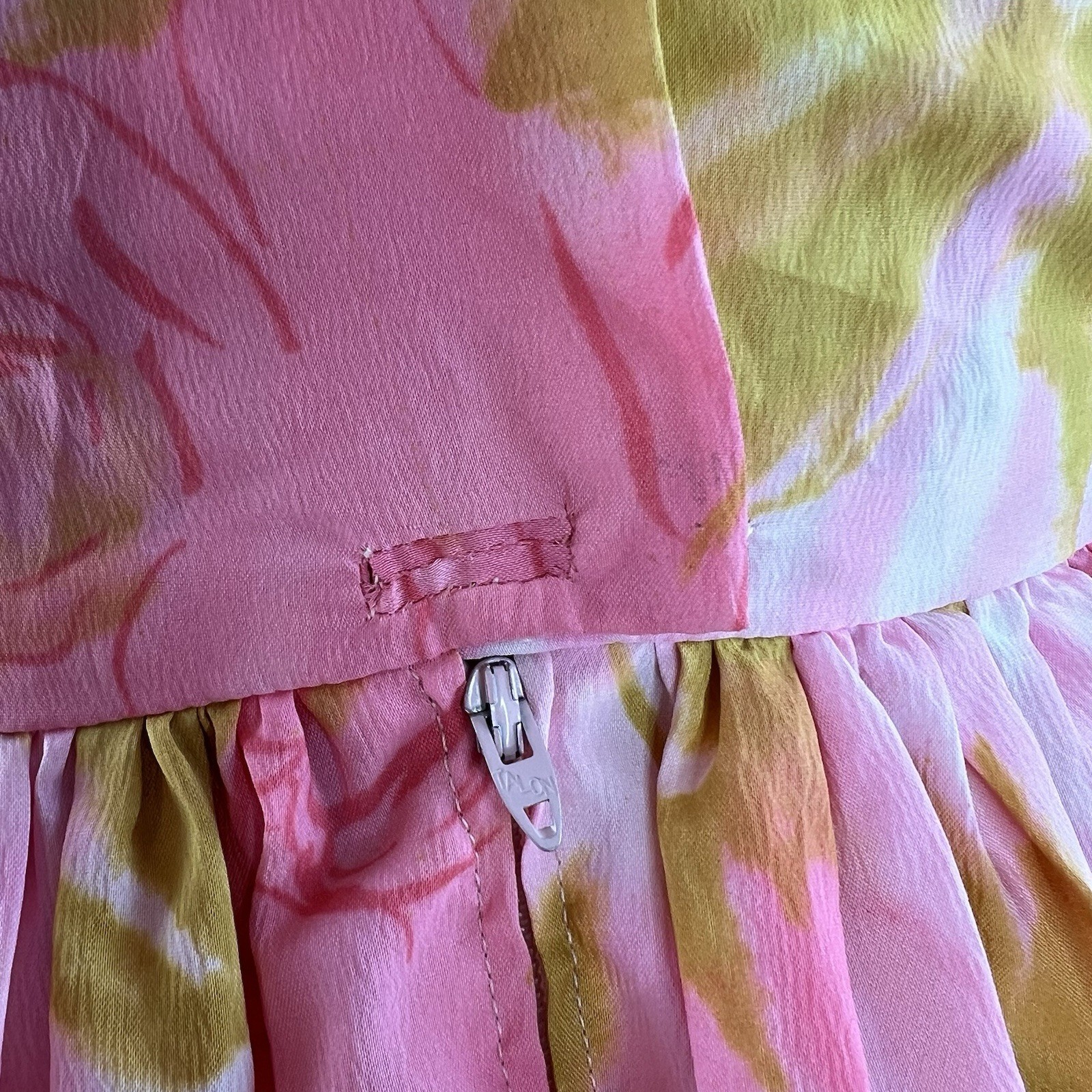 1950s Dress Vintage Pink Floral Rose Print Full Skirt A Line Retro Rockabilly