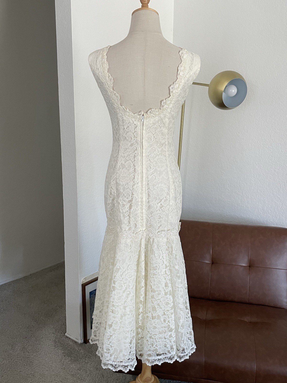 Vintage 1980s 1970s Boho Prairie Lace Wedding Formal Party Mermaid Dress
