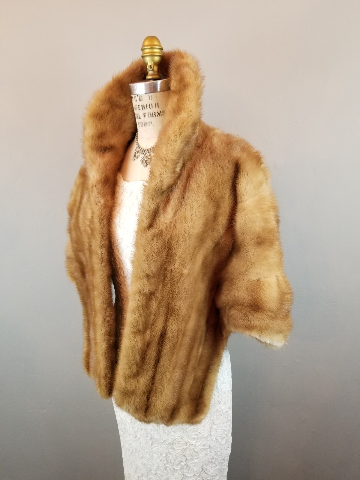 Vintage Golden Mink Stole Fur La Belle Furs * Bridal Mink Cape Capelet * 1930’s
