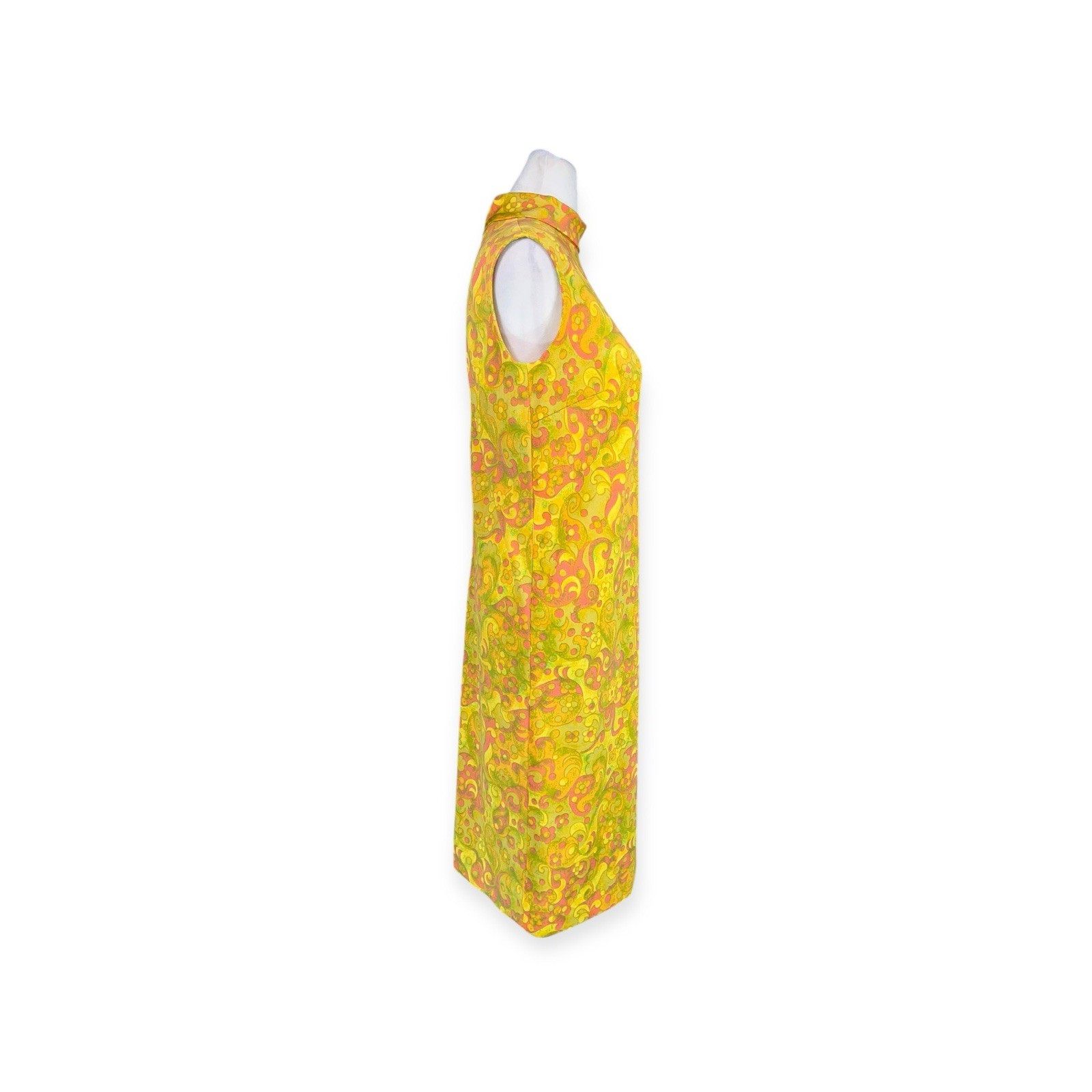 VTG 1960s TREVIRA KIO FLOWER POWER PSYCHEDELIC POLYESTER SHIFT DRESS HIPPIE MOD