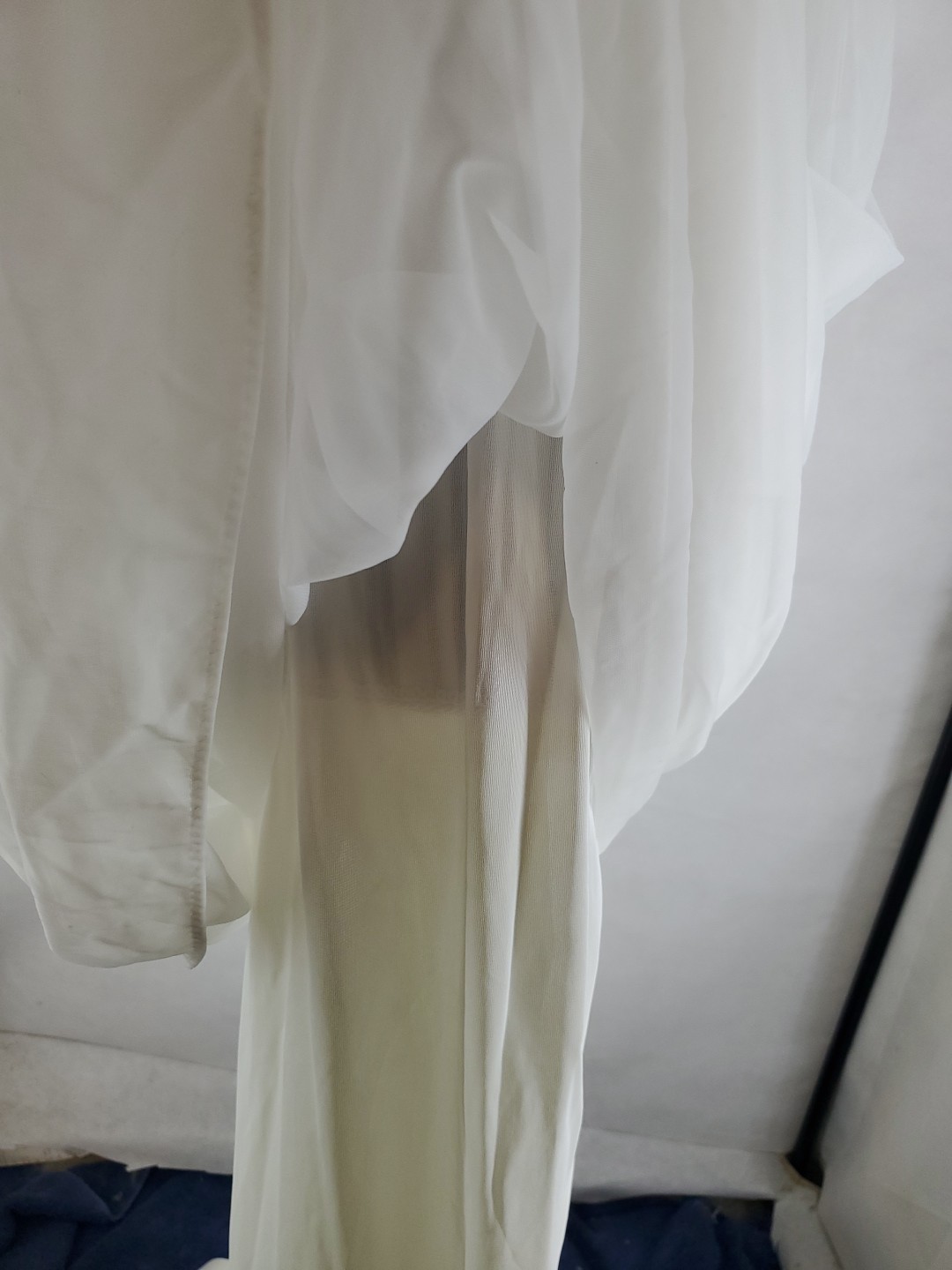 Vtg Sears Just For Women Long Nylon Tricot Night Gown White Size 34 Mesh Trim