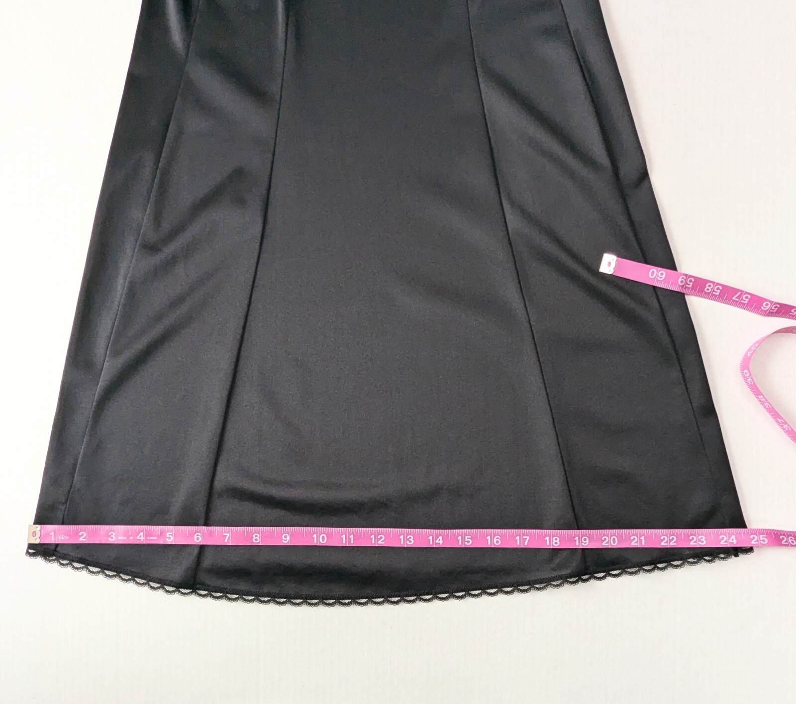 Vanity Fair 36 / 20″ Full Slip Black Princess Seams Made in USA Stretch Straps