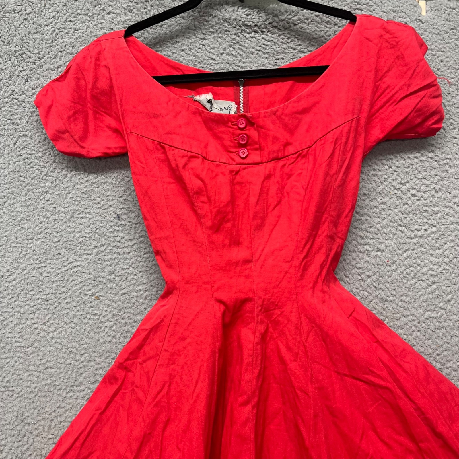Vtg Anne Fogarty Dress Womens S Red Fit & Flare Midi Retro 60’s True Vintage