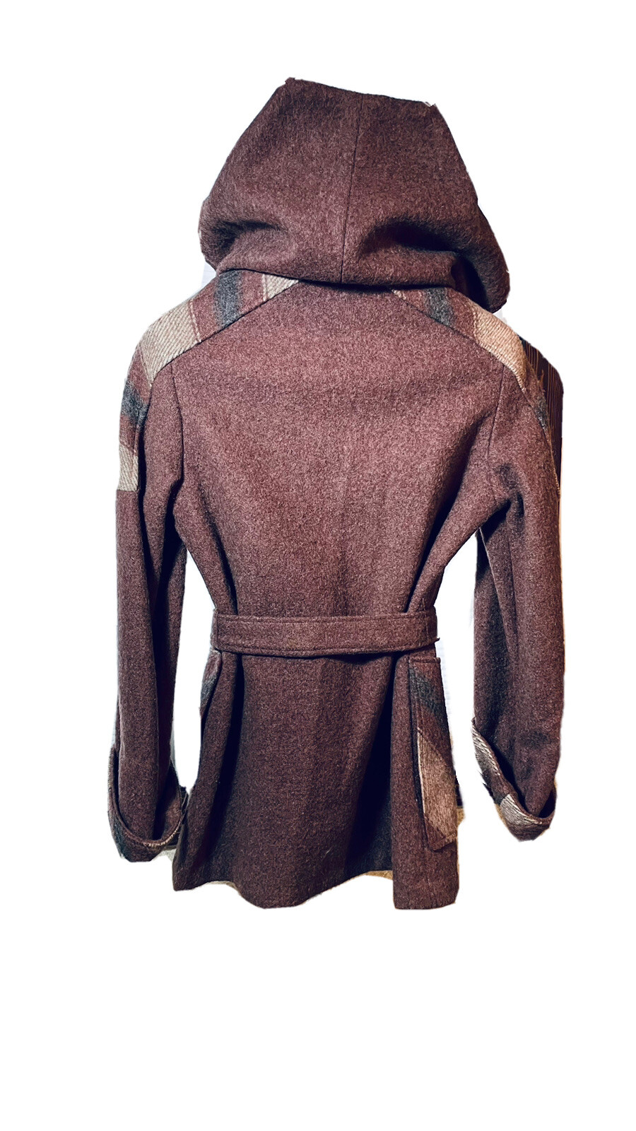 Casa de Lana Virgin Wool Hooded Belted Retro Coat Women’s Size 9 10 Vintage