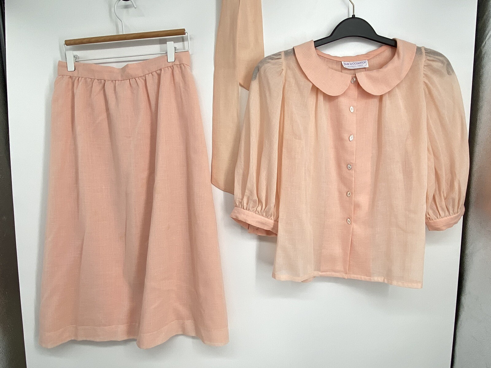 Blair Woolverton Vintage 2 Piece Skirt & Blouse Pastel Cotten Size 12